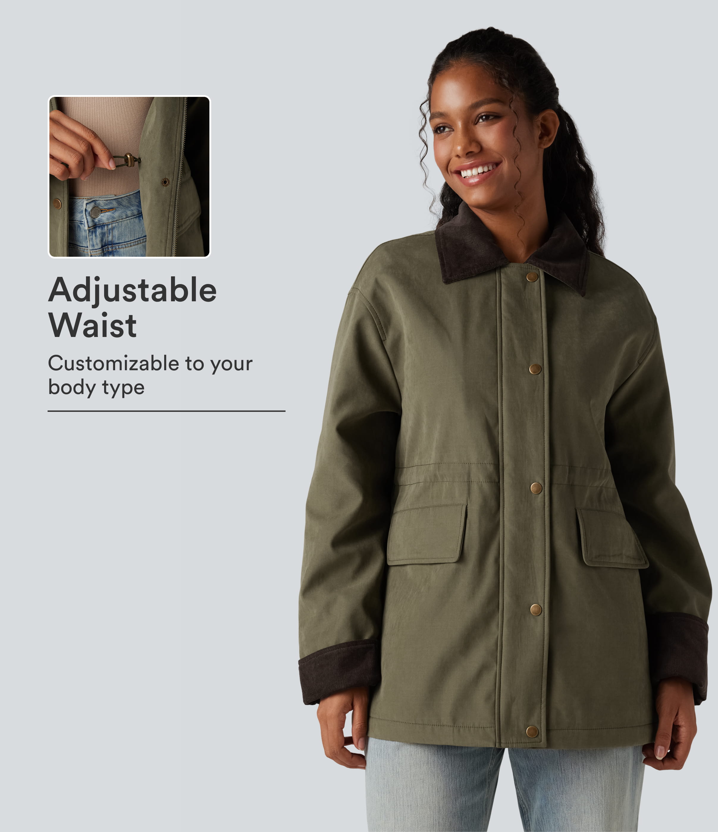 Long Sleeve Casual Barn Jacket with Pockets