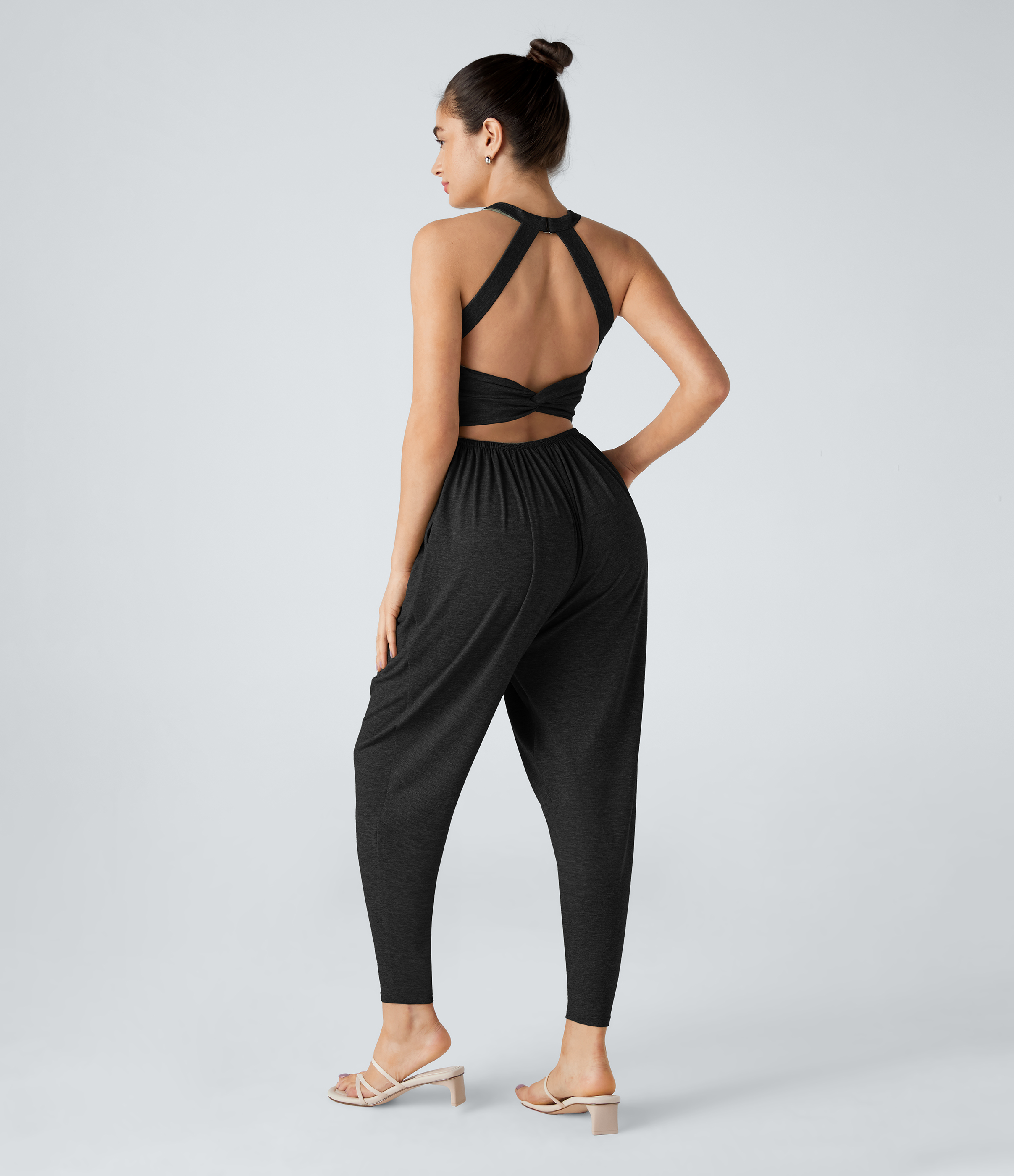 U-Ausschnitt Taschen Haremshose Lässiger Jumpsuit - Easy Peezy Edition