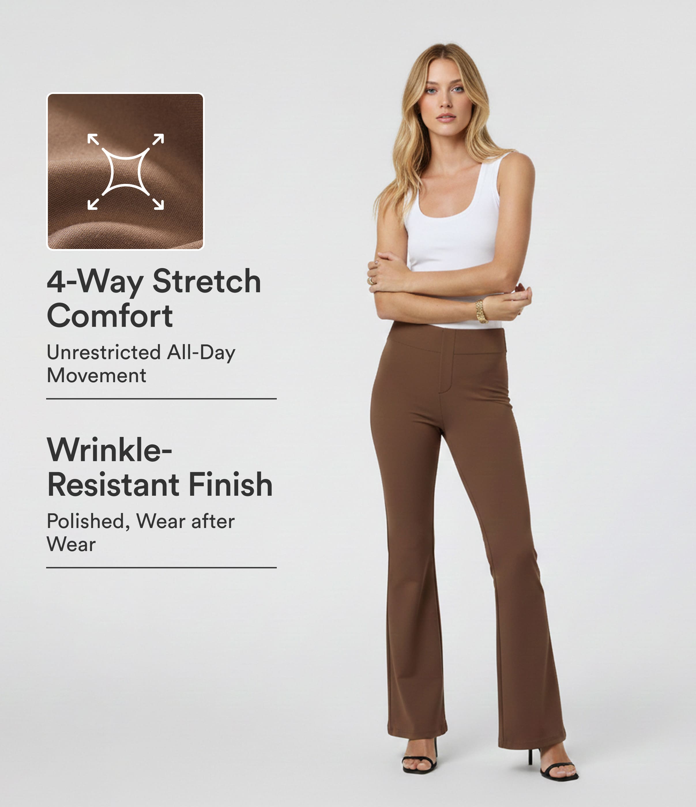 Halara Flex™ High Waisted Back Side Pocket Slight Flare Work Trousers