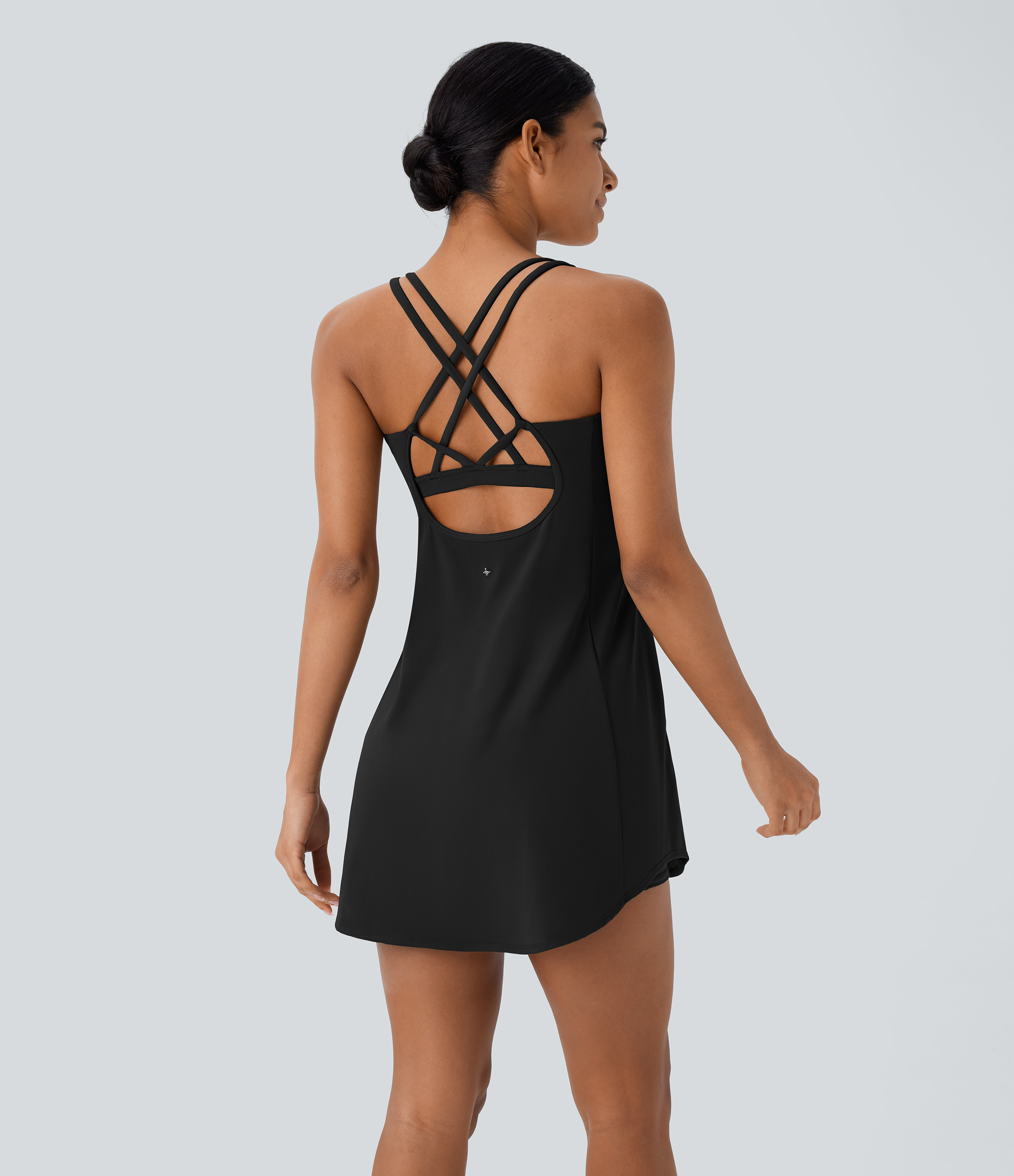 SoftlyZero™ Vestido Activo de Yoga Mini de 2 Piezas con Bolsillo Recortado Suave para Copas A-C