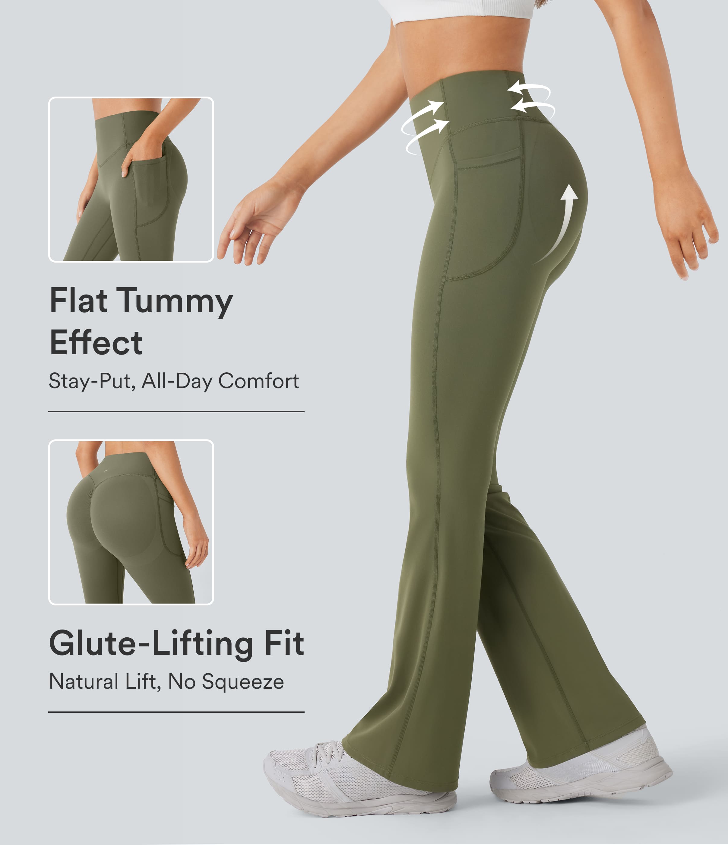 Halara UltraSculpt™ High Waisted Scrunch Butt Lifting Tummy Control Pocket Shaping Yoga Bootcut Leggings