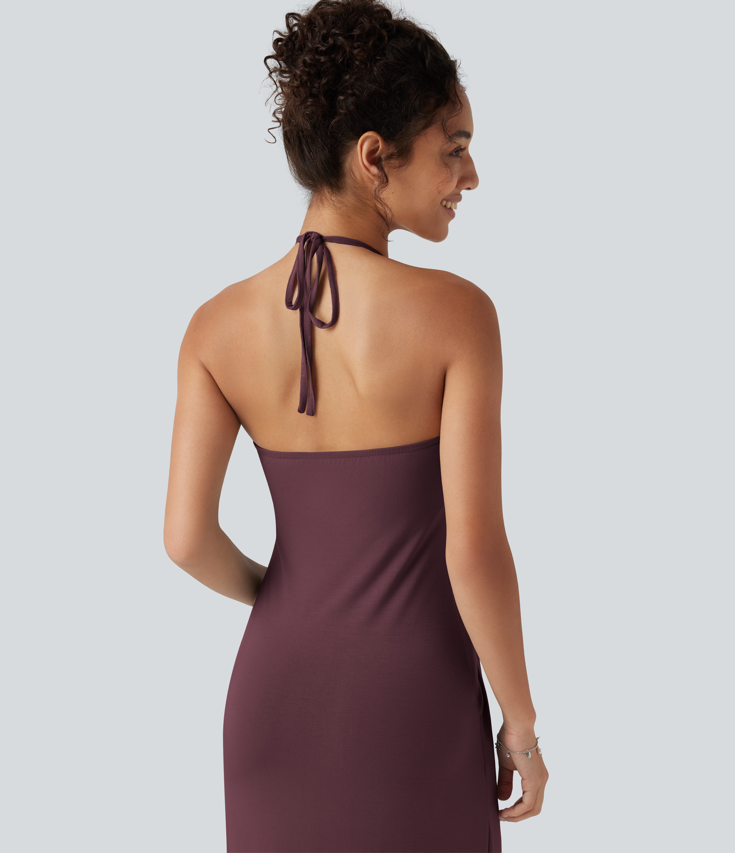 athleta halter dress Women's Tie Back Built-in Bra Maxi with Pockets category-resortwear