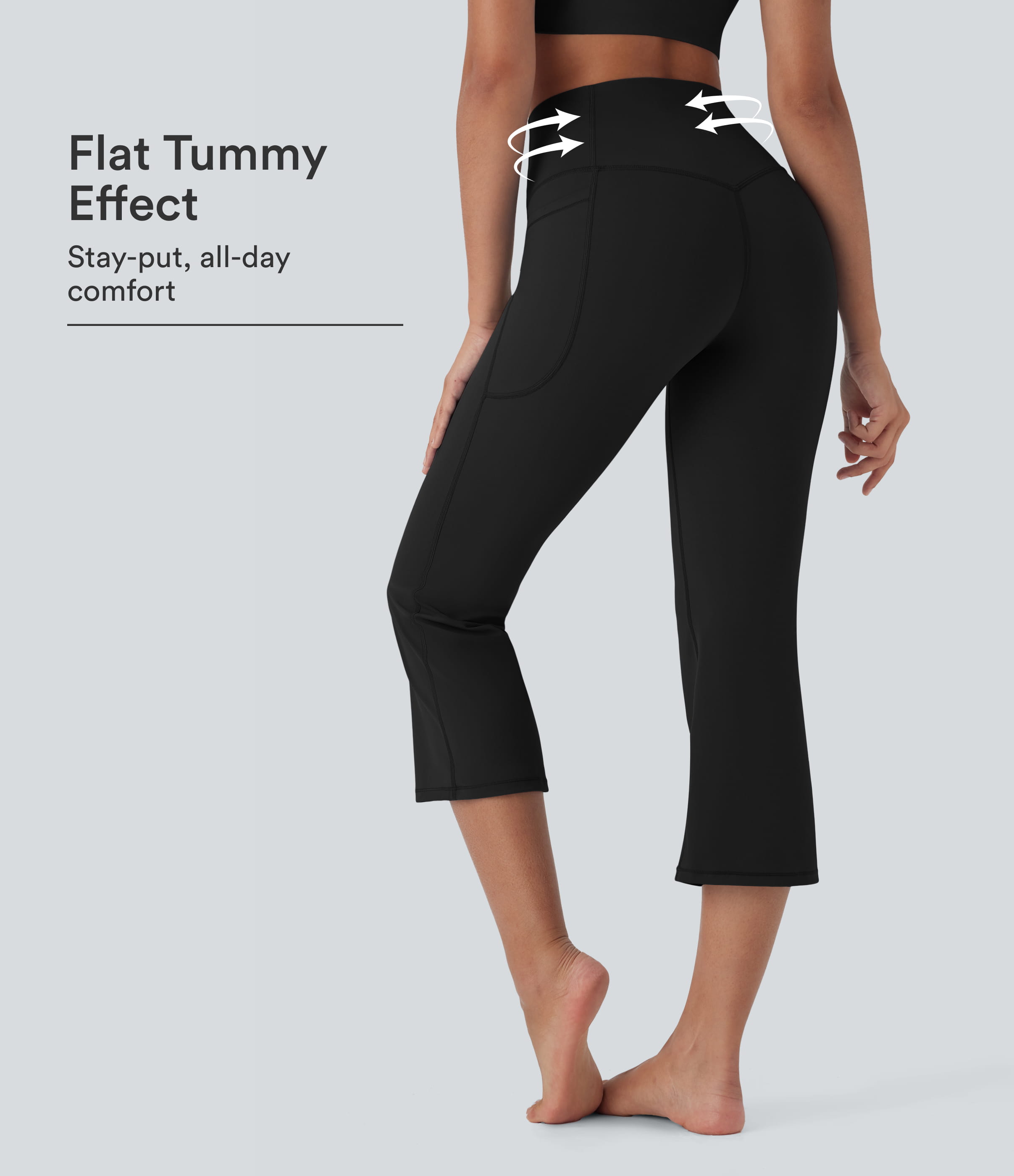 Halara UltraSculpt™ SoCinched High Waist Bauch-Kontrolle Cropped Yoga Bootcut Leggings mit Taschen