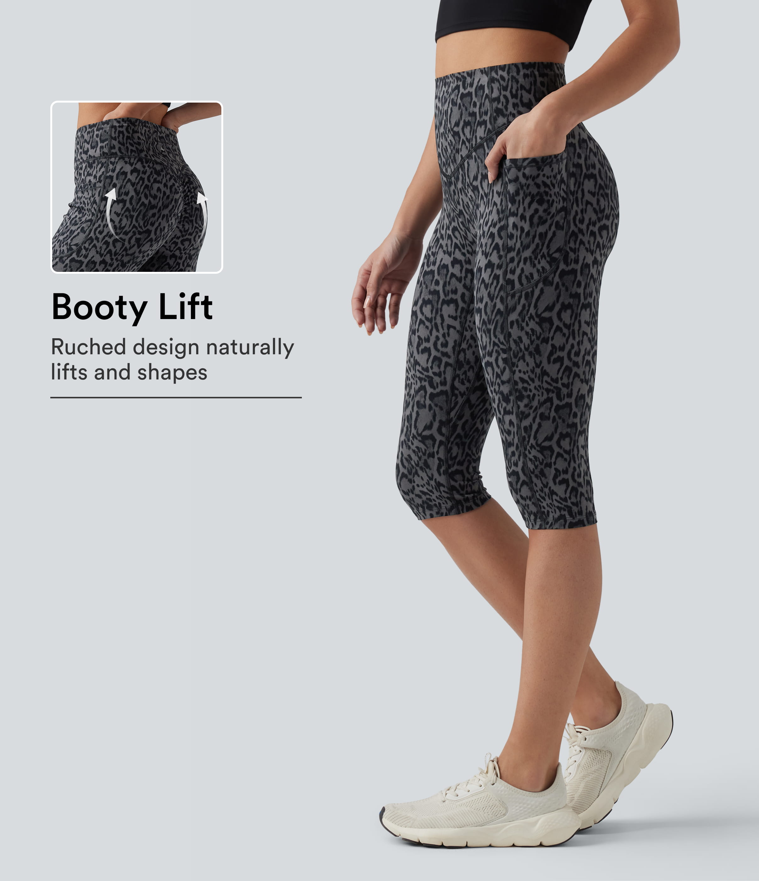 Halara UltraSculpt™ Leopard Print High Waisted Scrunch Butt Lifting Tummy Control Pedal Pusher Training Leggings with Pockets
