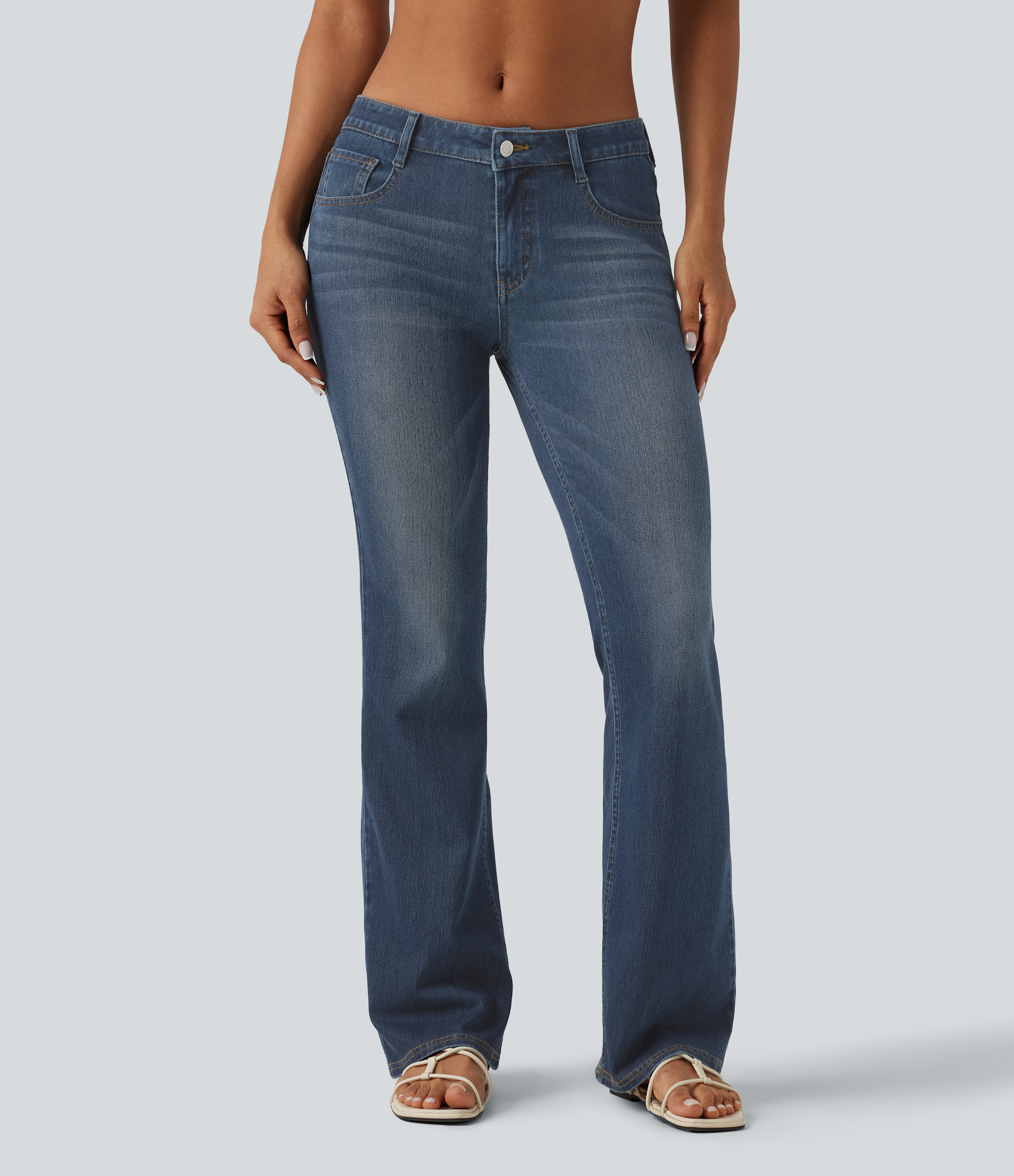 Halara Flex™ Low Rise Washed Bootcut Casual Jeans with Pockets