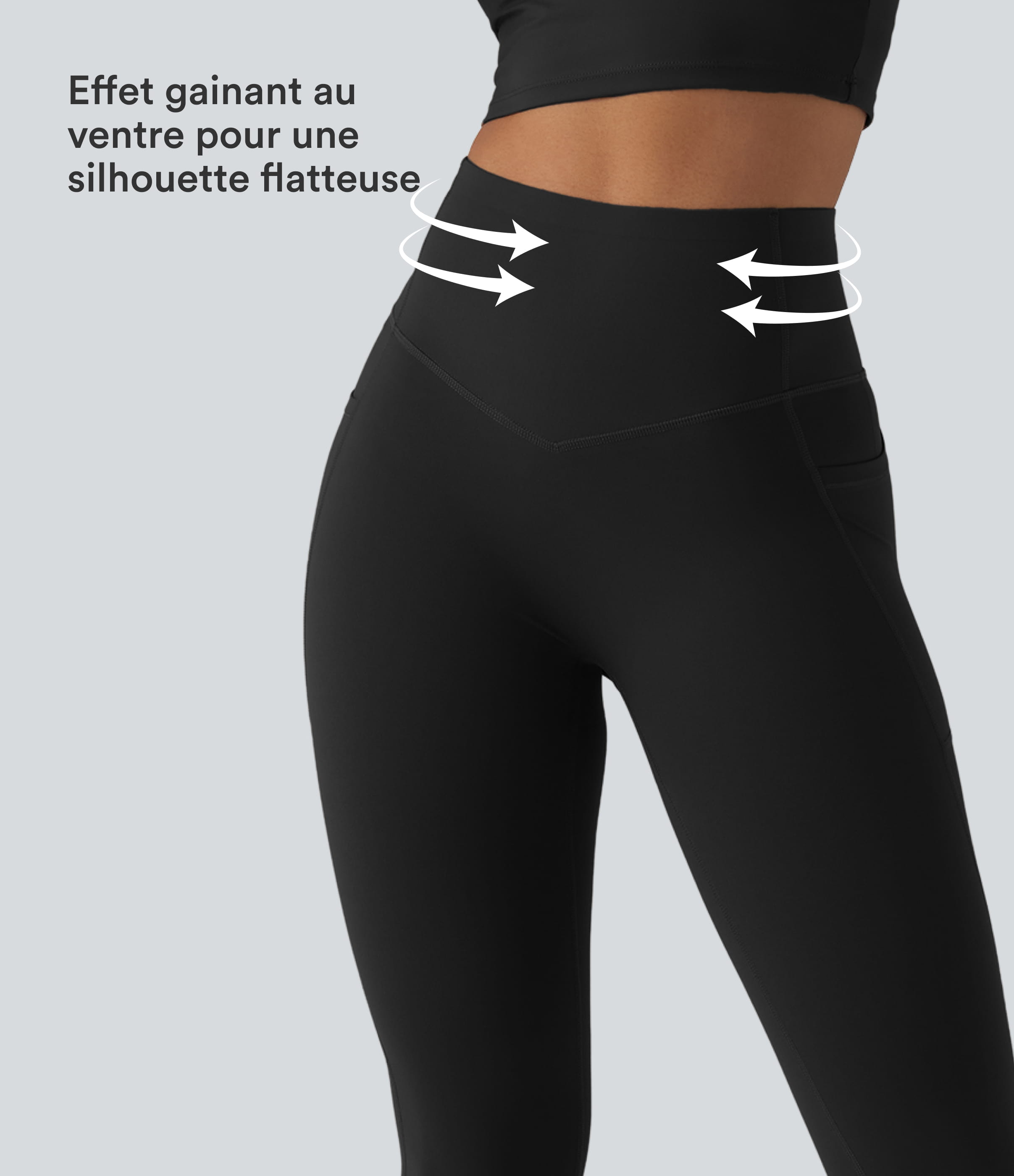 Noir Legging de yoga bootcut Halara UltraSculpt™ taille haute push-up gainant avec poches / 2