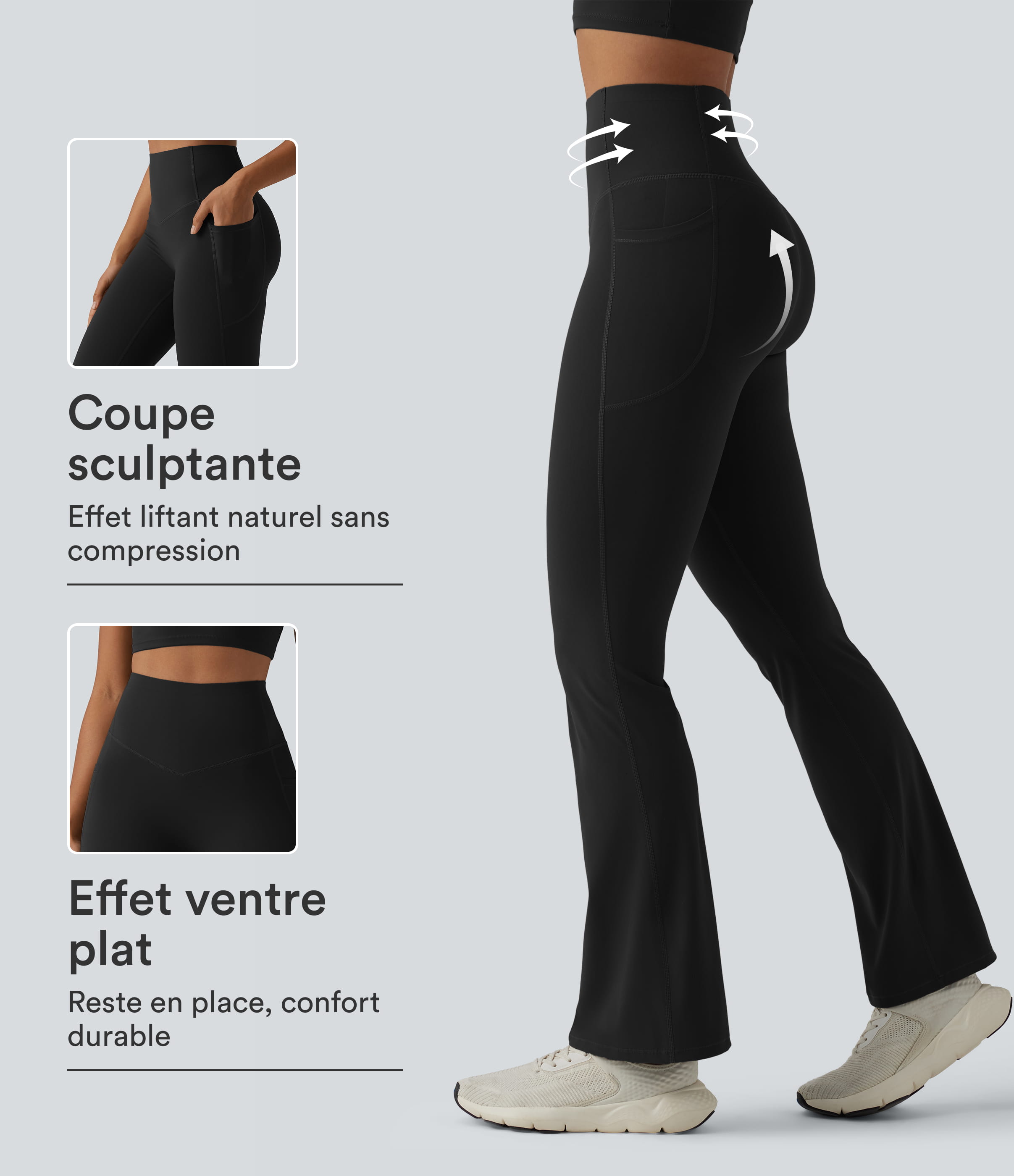 Legging de yoga bootcut Halara UltraSculpt™ taille haute push-up gainant avec poches