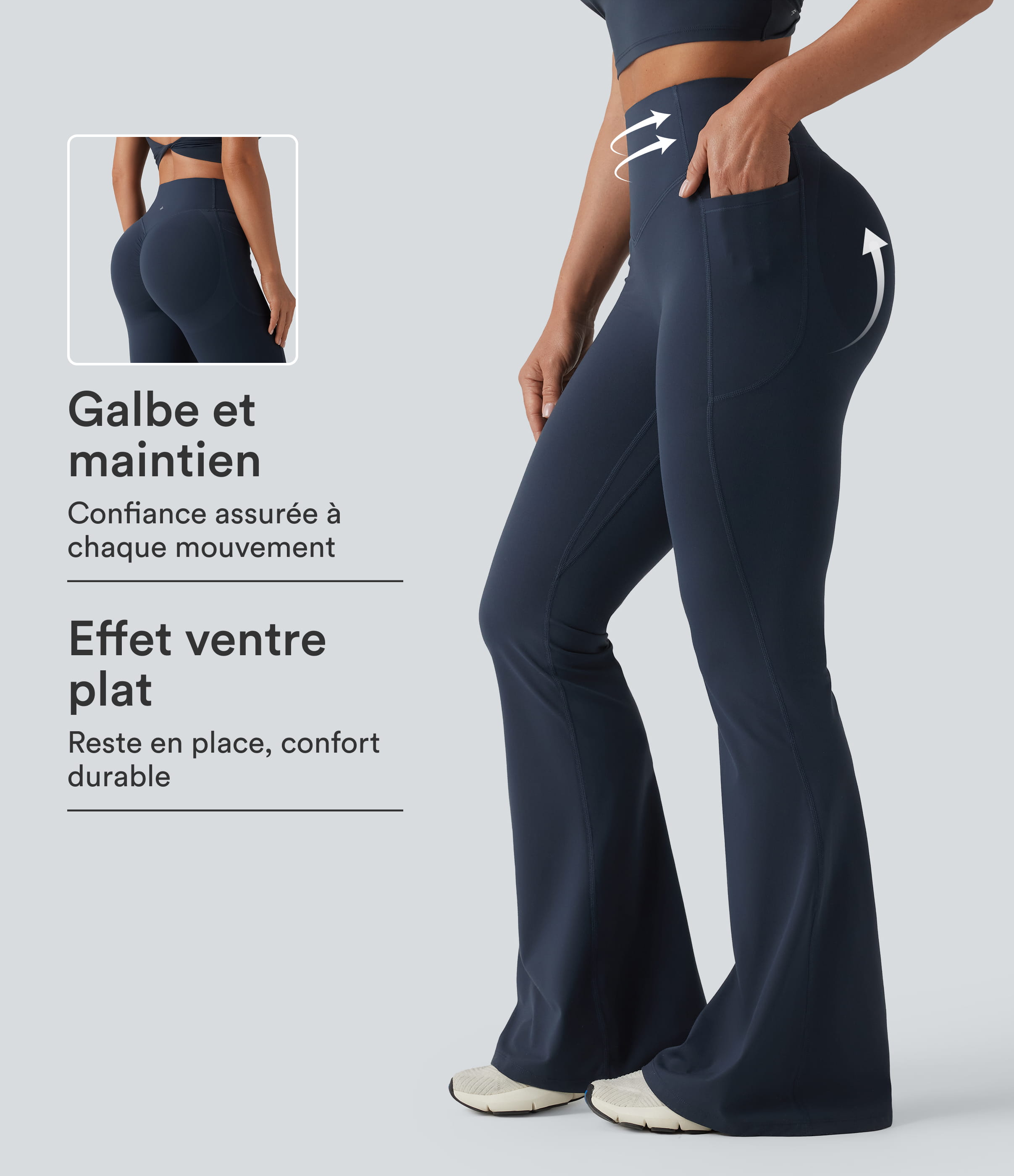 Halara UltraSculpt™ Legging yoga évasé gainant push-up taille haute à fronces avec poches