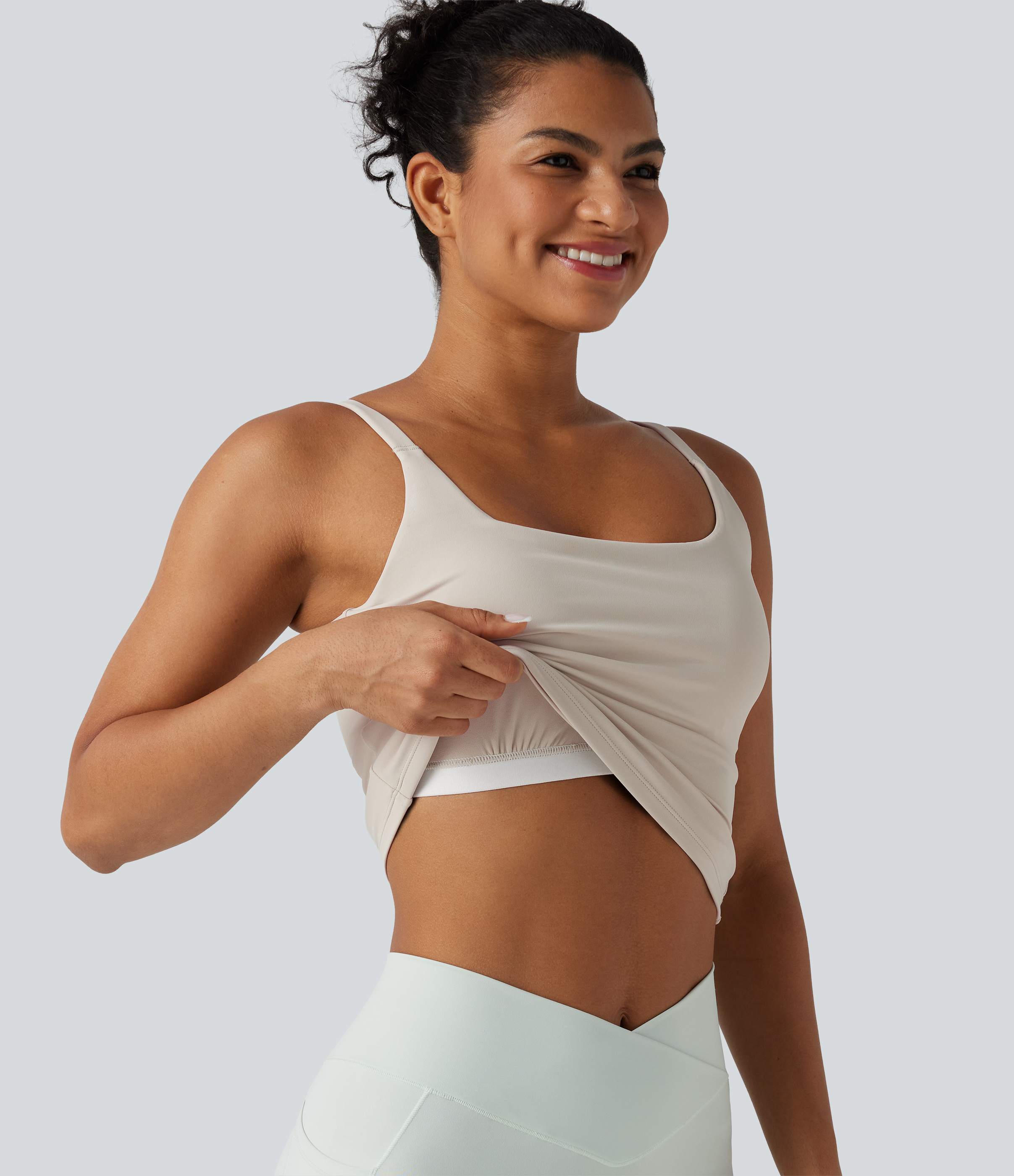 Underarm Smoothing V Back Built-in Bra Workout Tank Top