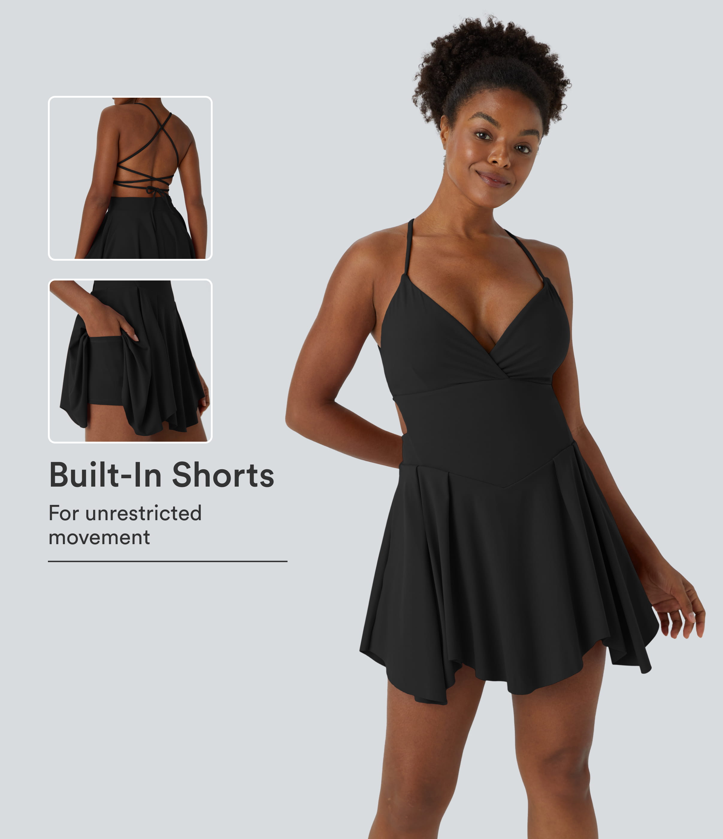 Lace Up 2-in-1 Pocket Mini Slip Casual Dress