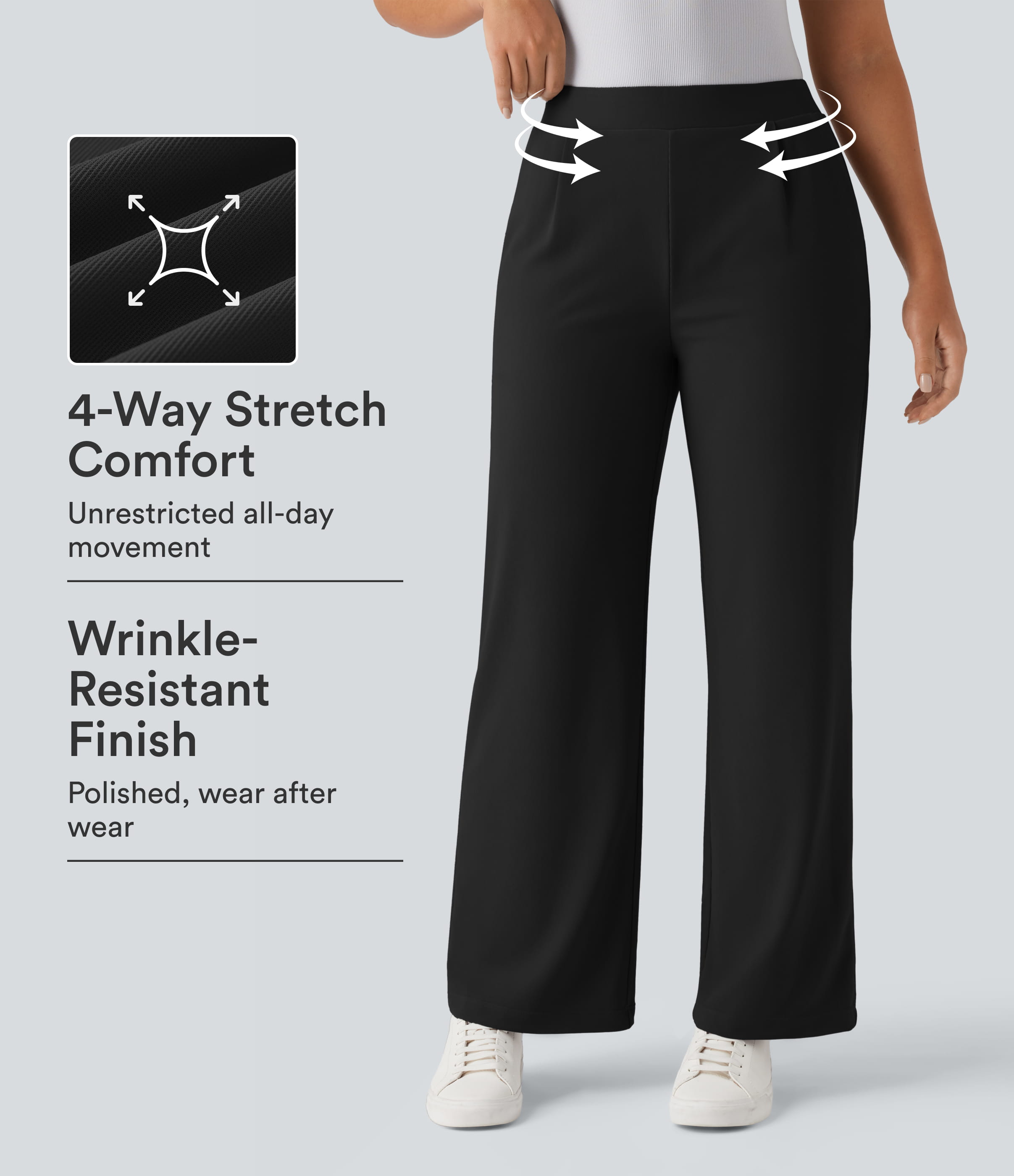 Halara Flex™ High Waisted Tummy Control Body Sculpt Waist-Slimming Wide Leg Micro Waffle Work Pants with Pockets