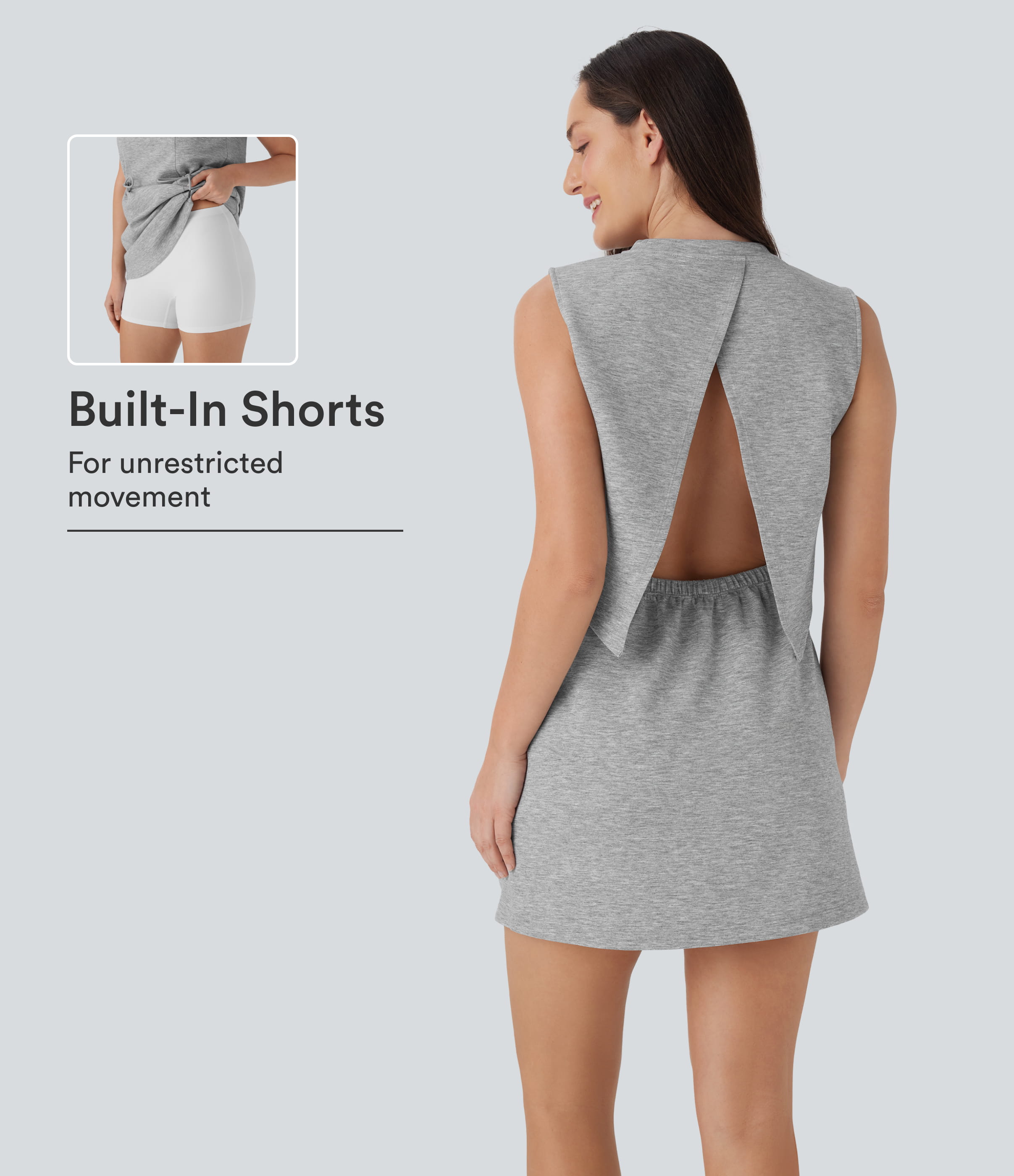 Sleeveless Drawstring 2 Piece Mini Golf Active Dress