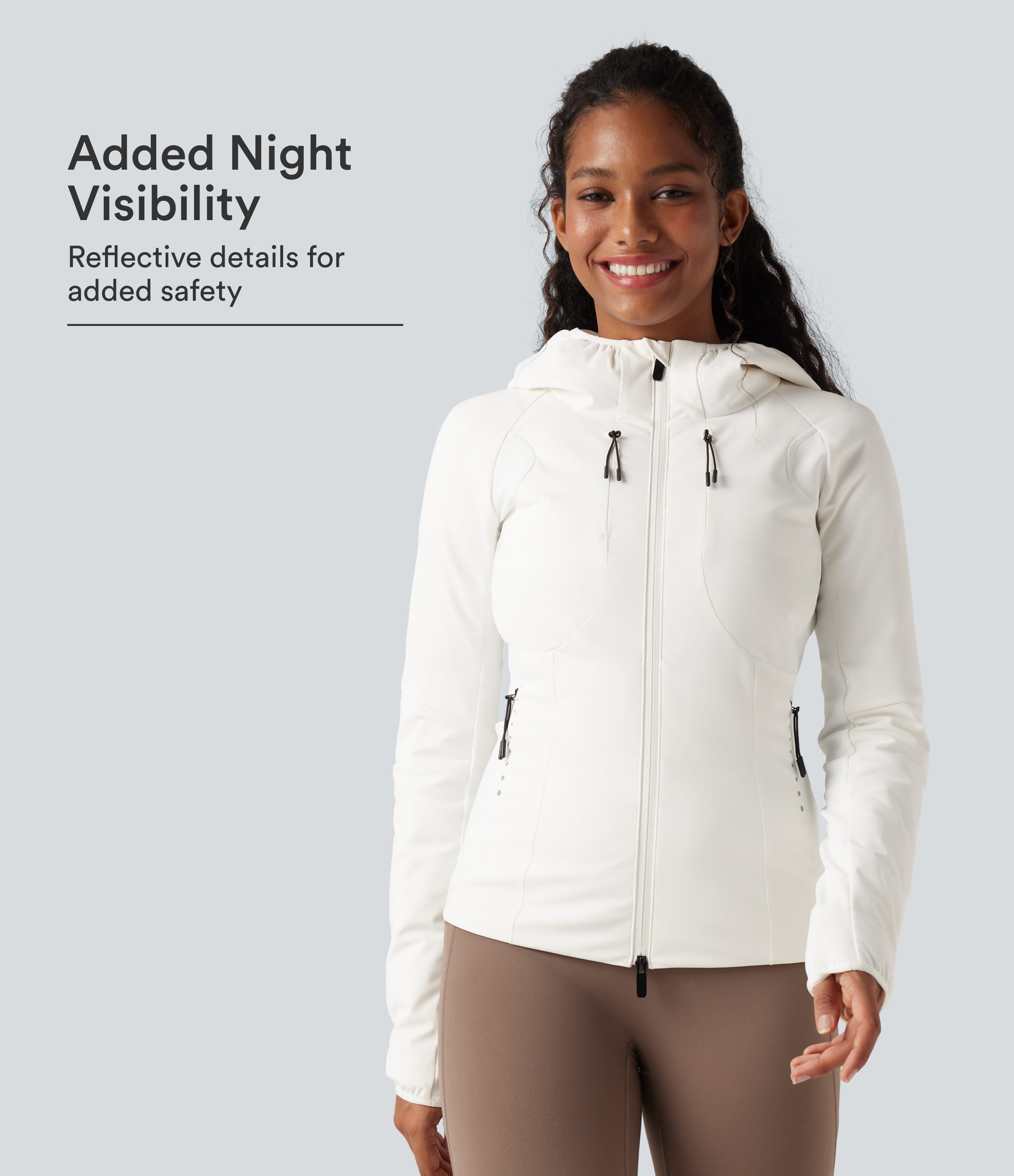 Reflective Hooded Running Down Jacket with Pockets