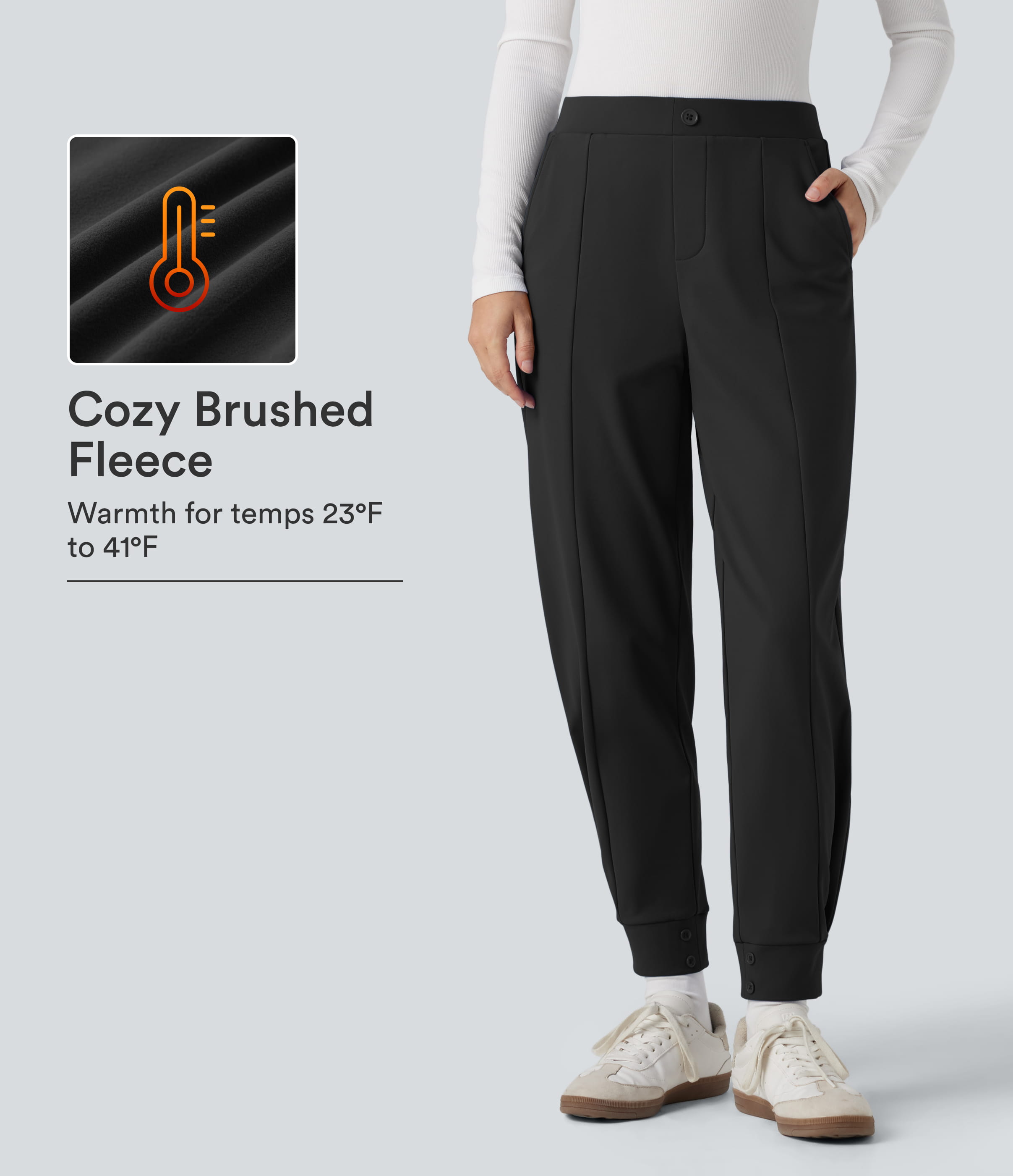 SoftlyZero™ Plush Thermal Mid Rise Work Joggers with Pockets