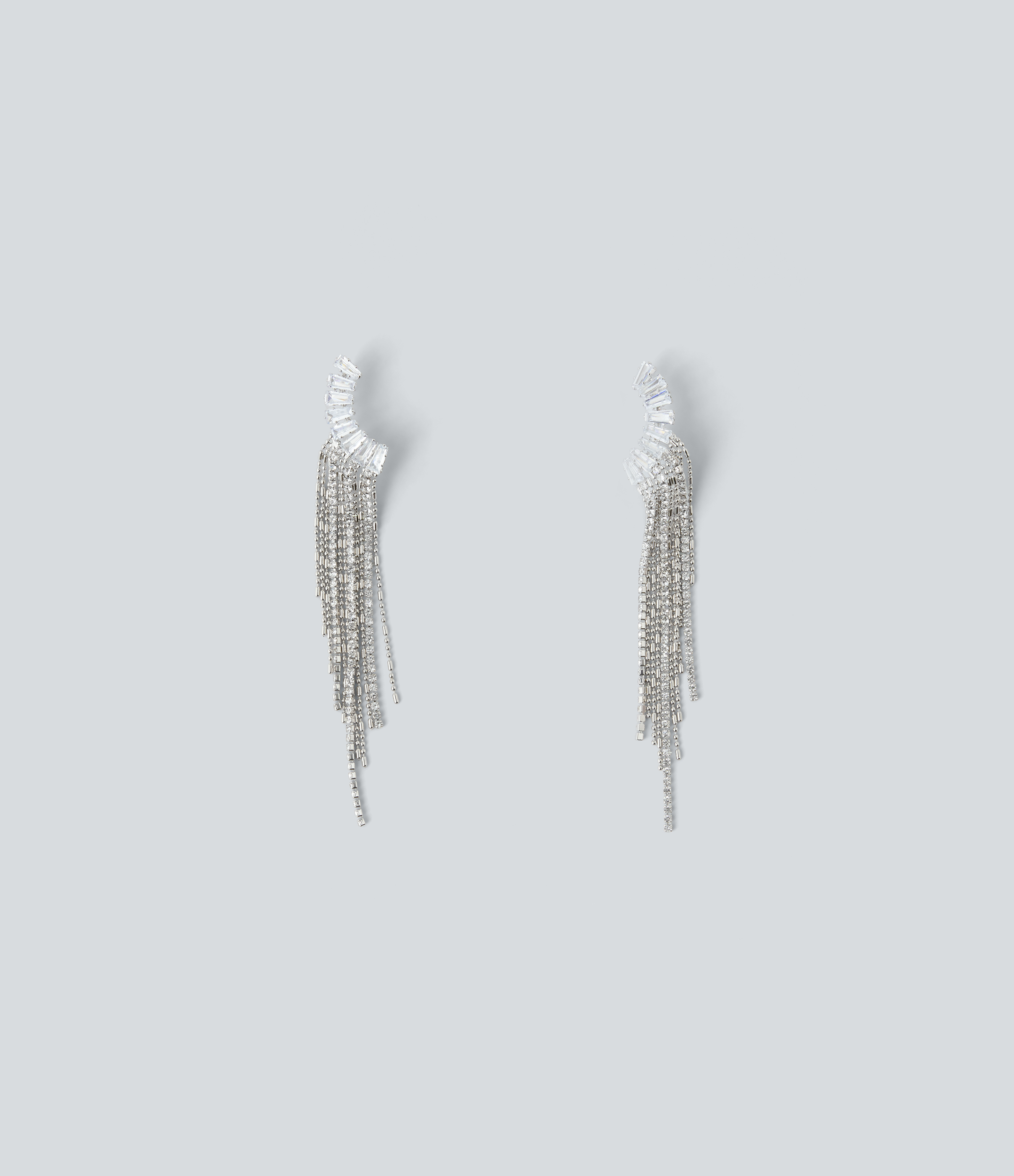 Boucles d'oreilles longues à strass et franges