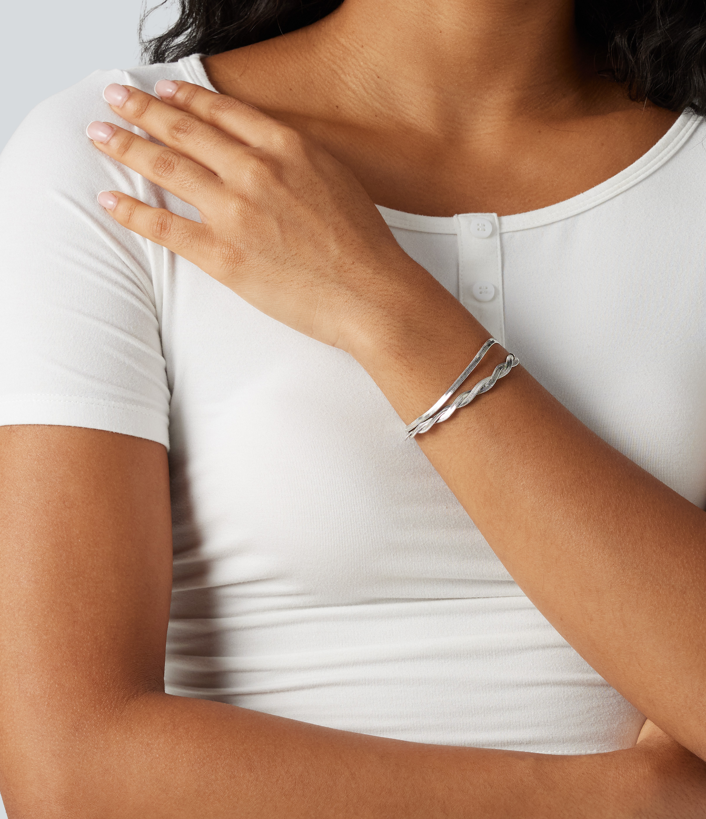 Silver Twisted Bracelet Set / 2