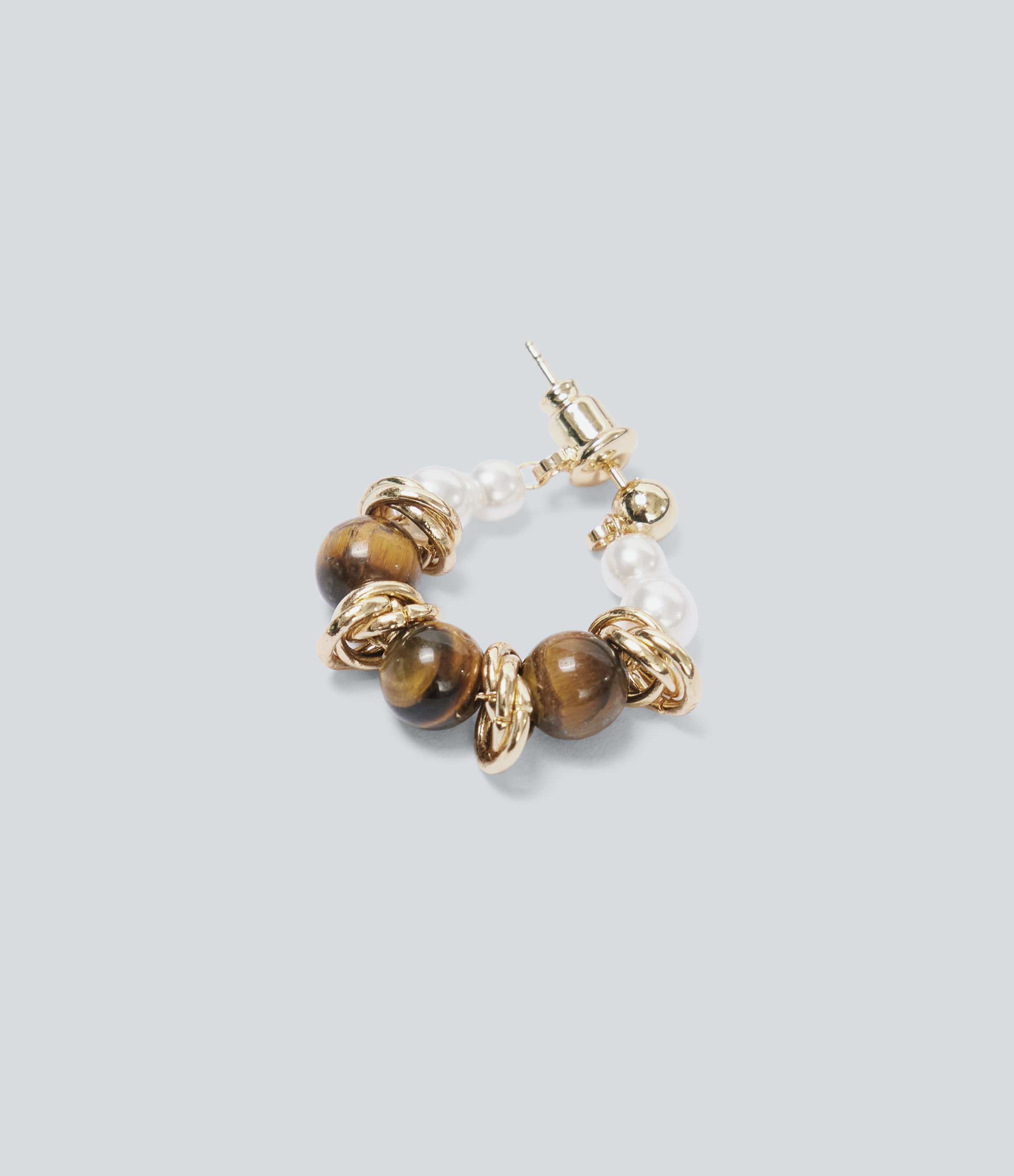 Gold Beaded Hoop Earrings  / 2