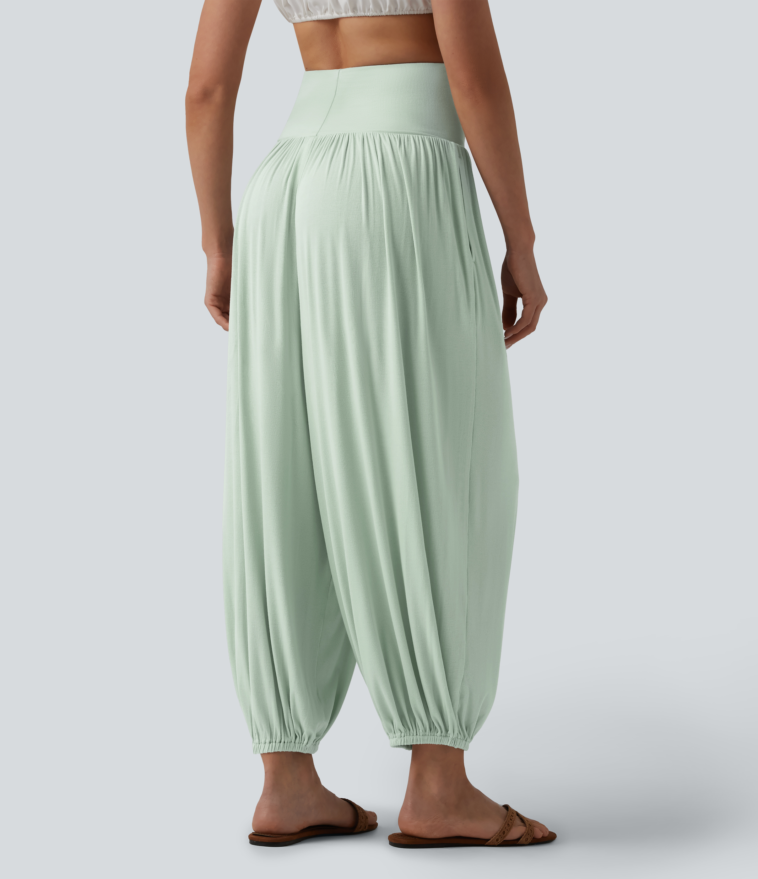 Fairest Jade Ribbed Super High Waisted Joggers with Pockets / 2