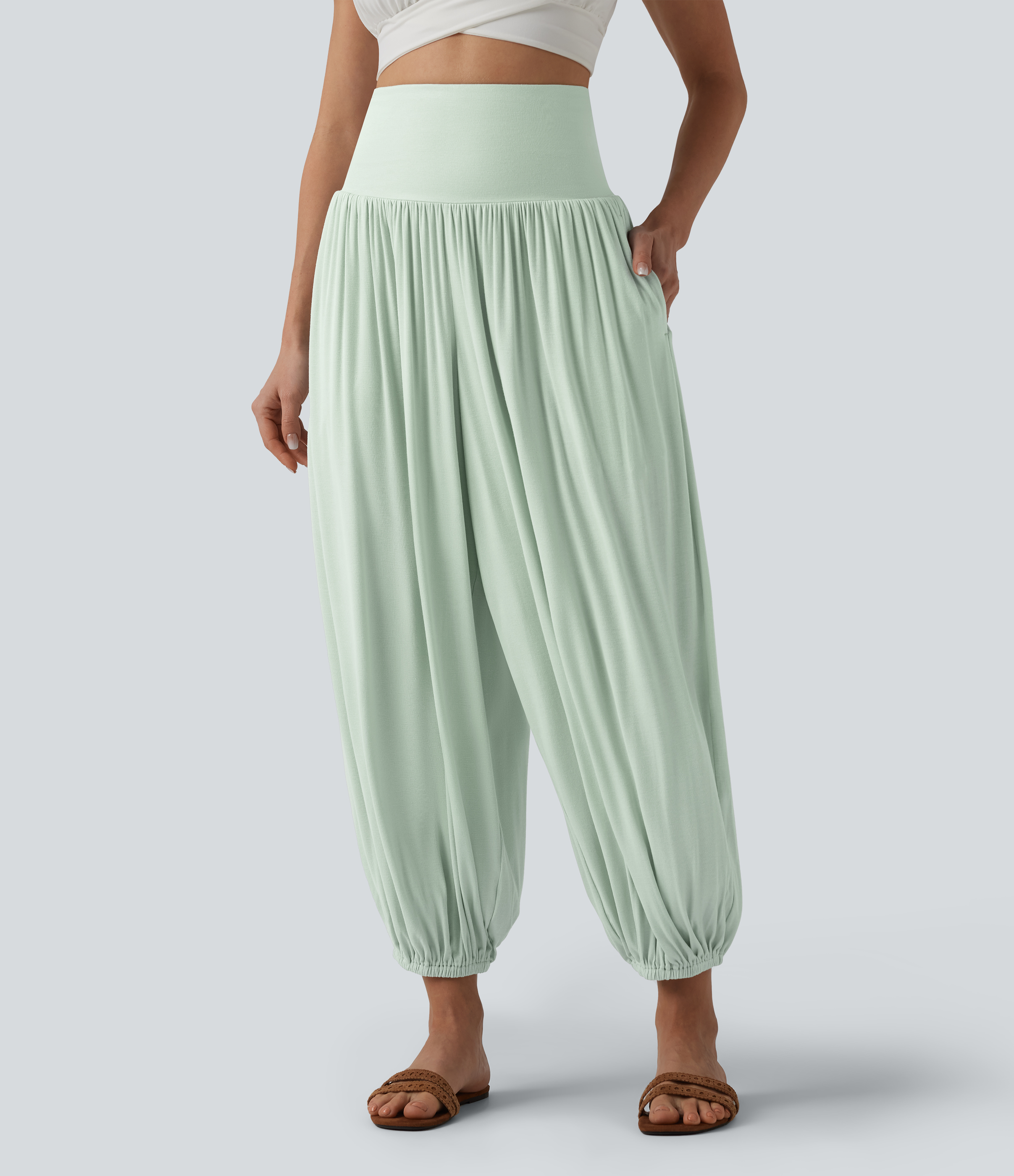 Ribbed Super High Waisted Joggers with Pockets