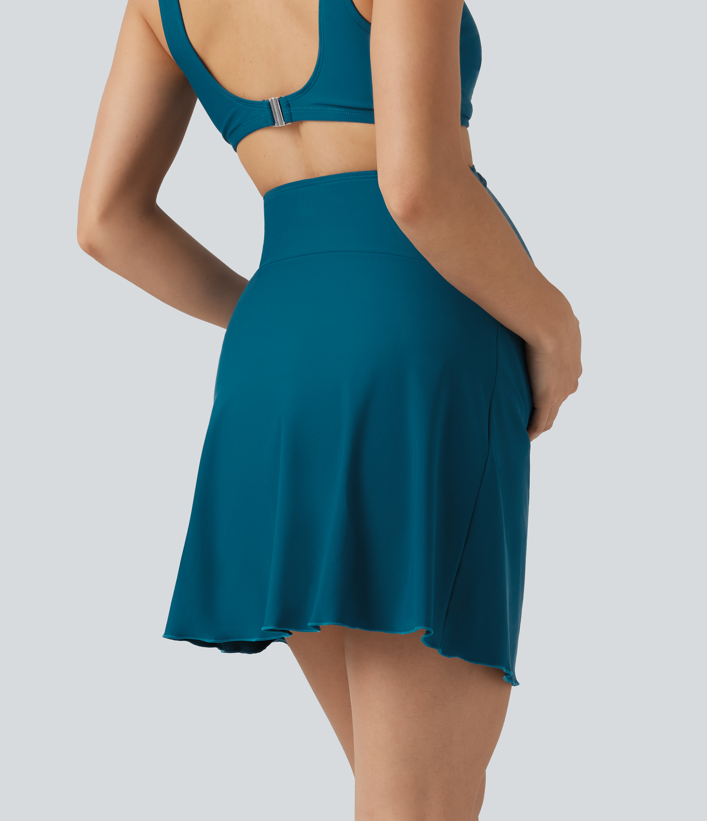 Deep Lagoon Ultra High Waisted Ruched Asymmetric Hem 2-in-1 Maternity Bikini Bottom Swimsuit / 2