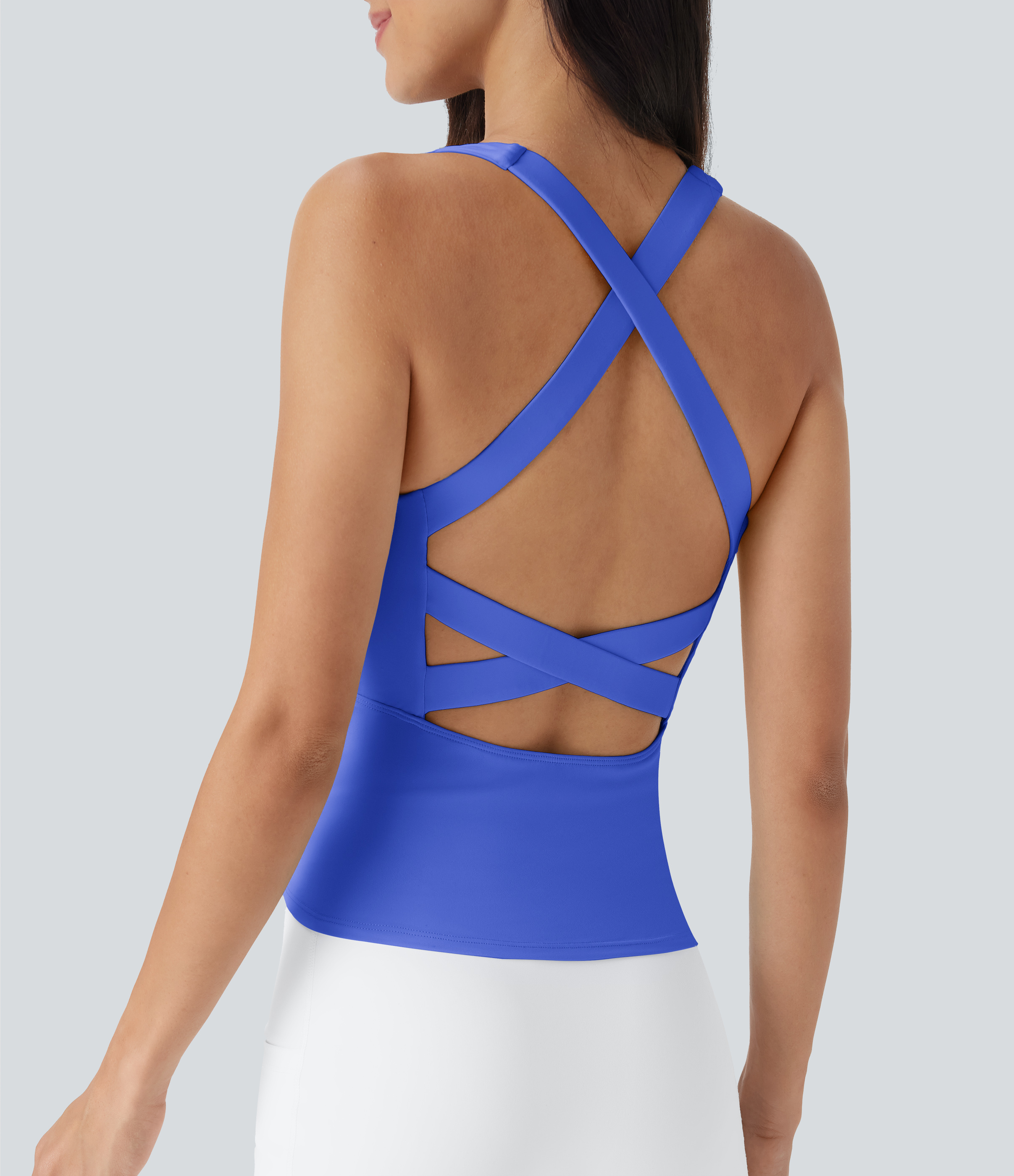 SoftlyZero™ Airy Square Neck Cropped InstantCool Running Tank Top-Longer Length-UPF50+