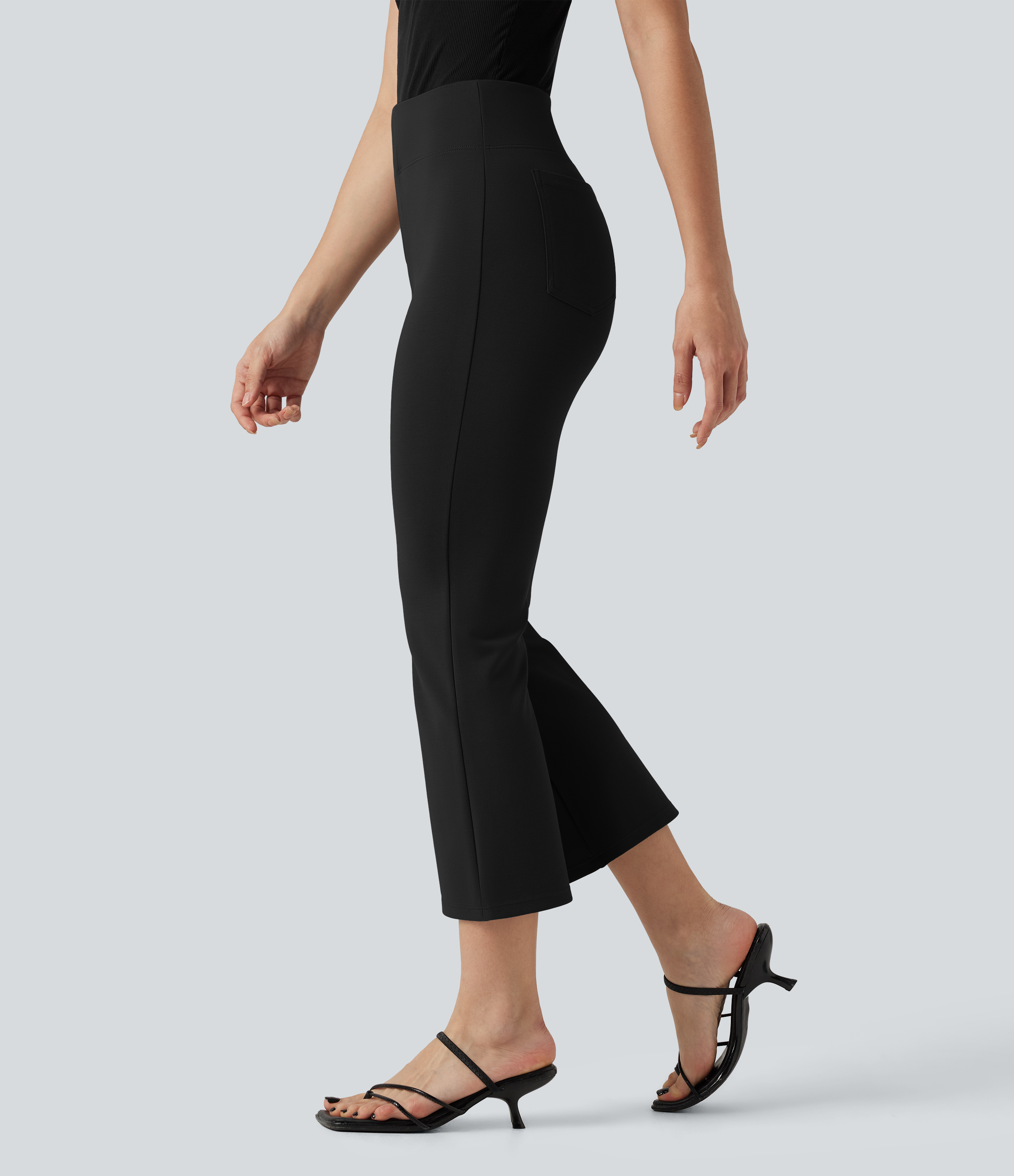 Halara Flex™ High-waisted Cropped Work Flare Pants with Pockets