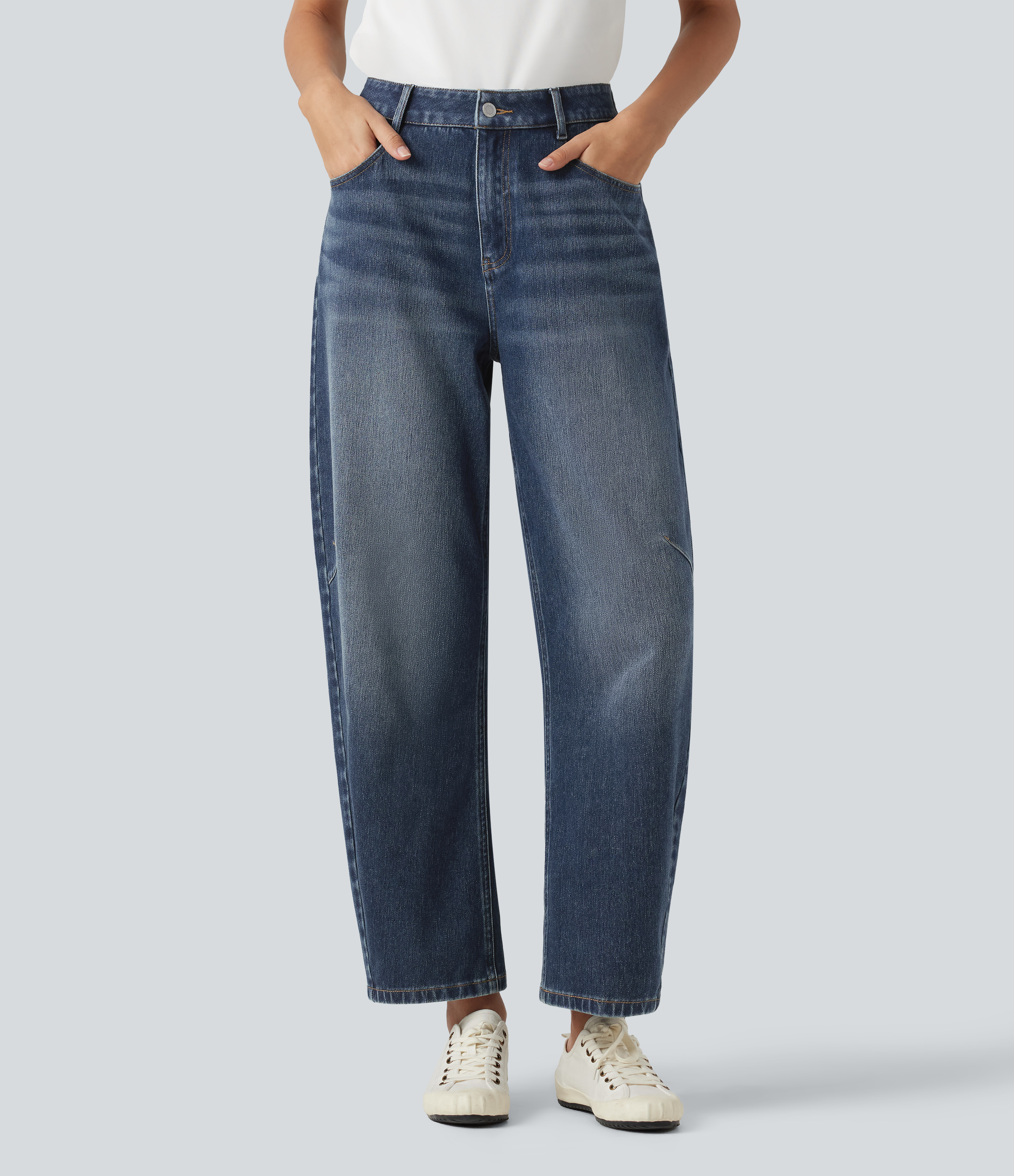 Halara Flex™ - Lässige Jeans mit hohem Bund, mehreren Taschen und Barrel-Leg
