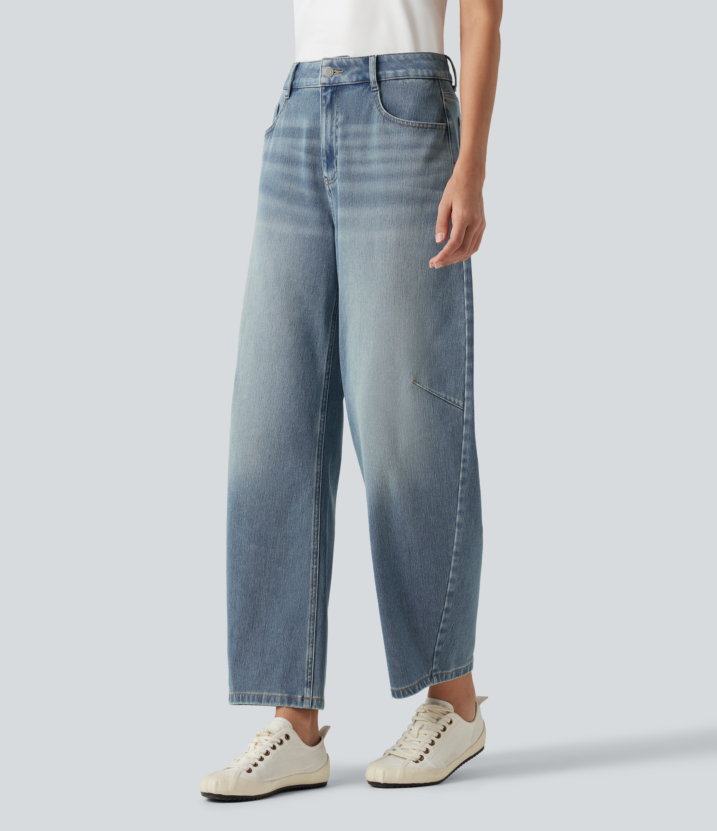 Halara Flex™ High-waisted Casual Barrel Leg Jeans with Pockets