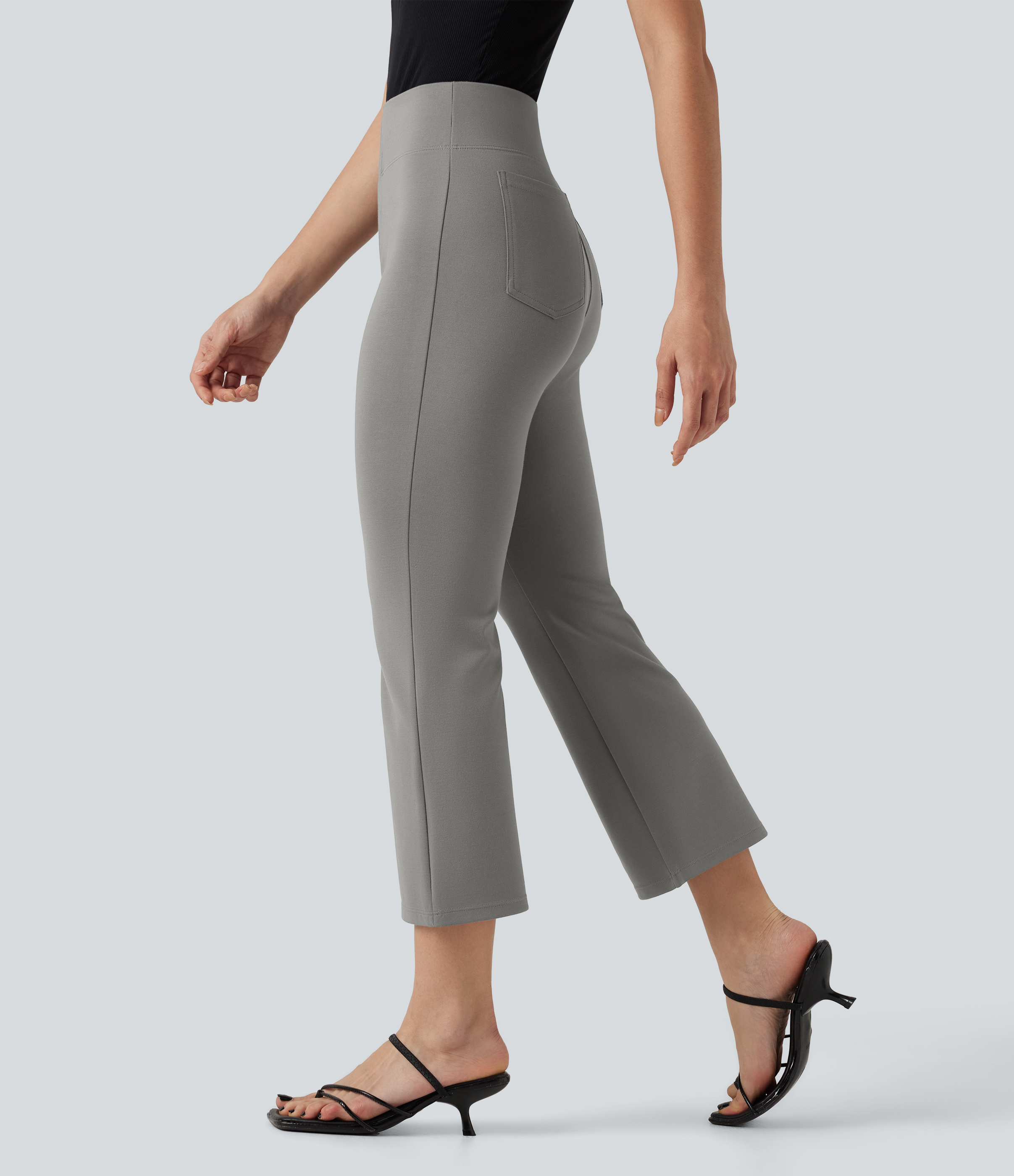 Halara Flex™ High-waisted Cropped Work Flare Pants with Pockets