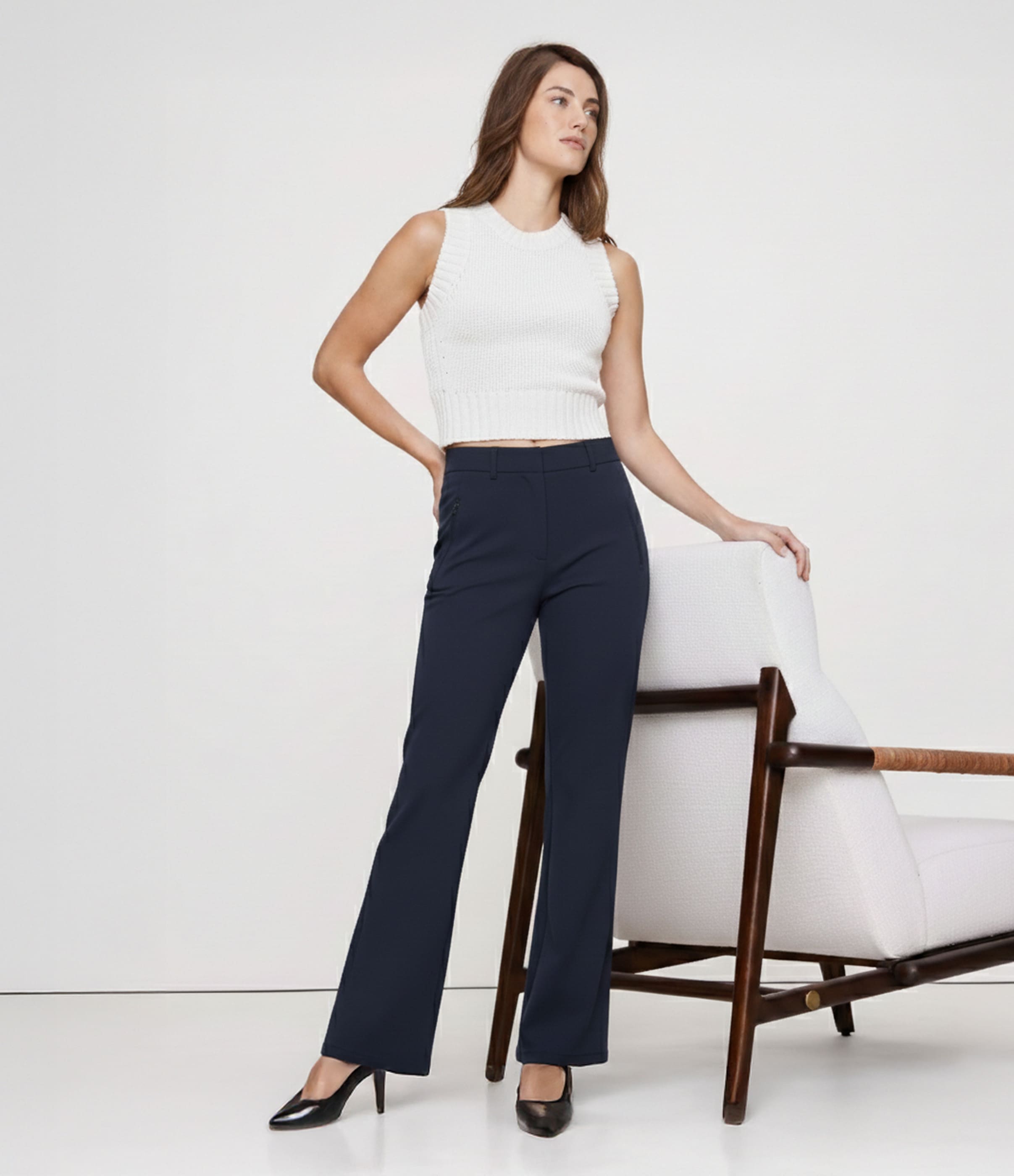 Halara Flex™ DayStretch Mid Rise Side Zipper Pocket Work Flared Trousers