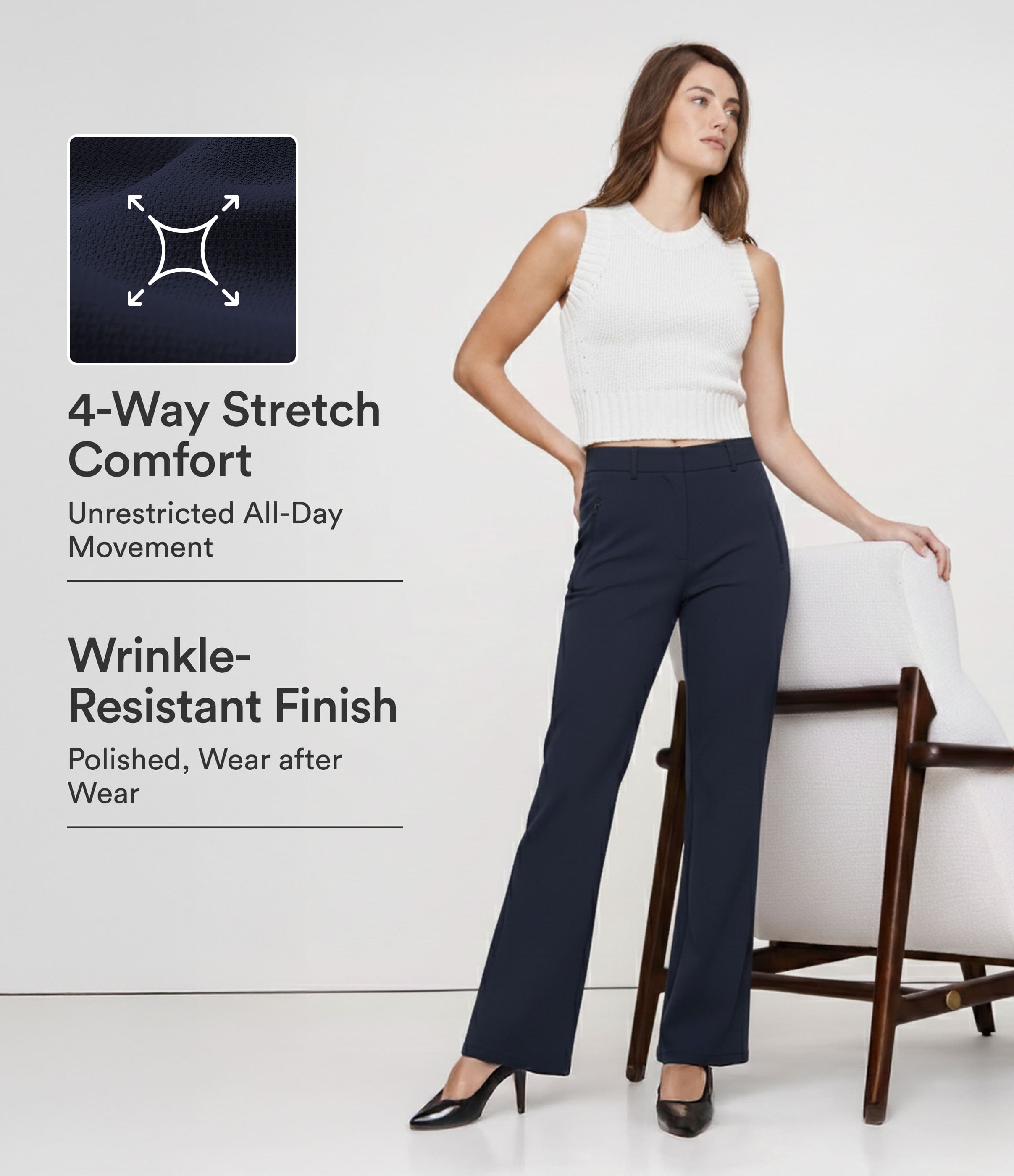 Halara Flex™ DayStretch Mid Rise Side Zipper Pocket Work Flared Trousers