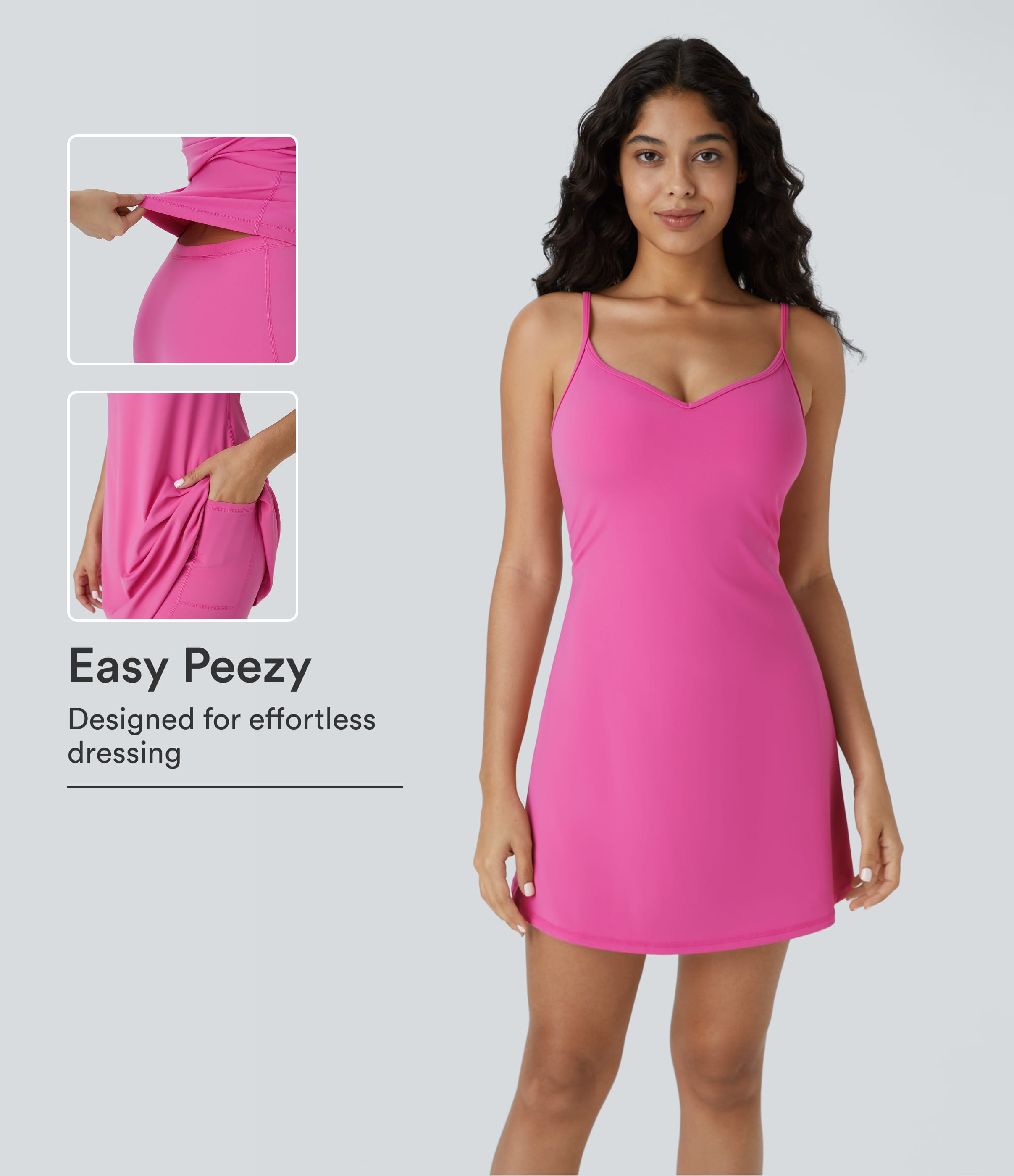 Fuchsia Fedora SoftlyZero™ Airy 2-in-1 Pocket Flare Mini Slip InstantCool Active Dress-Easy Peezy Edition / 1