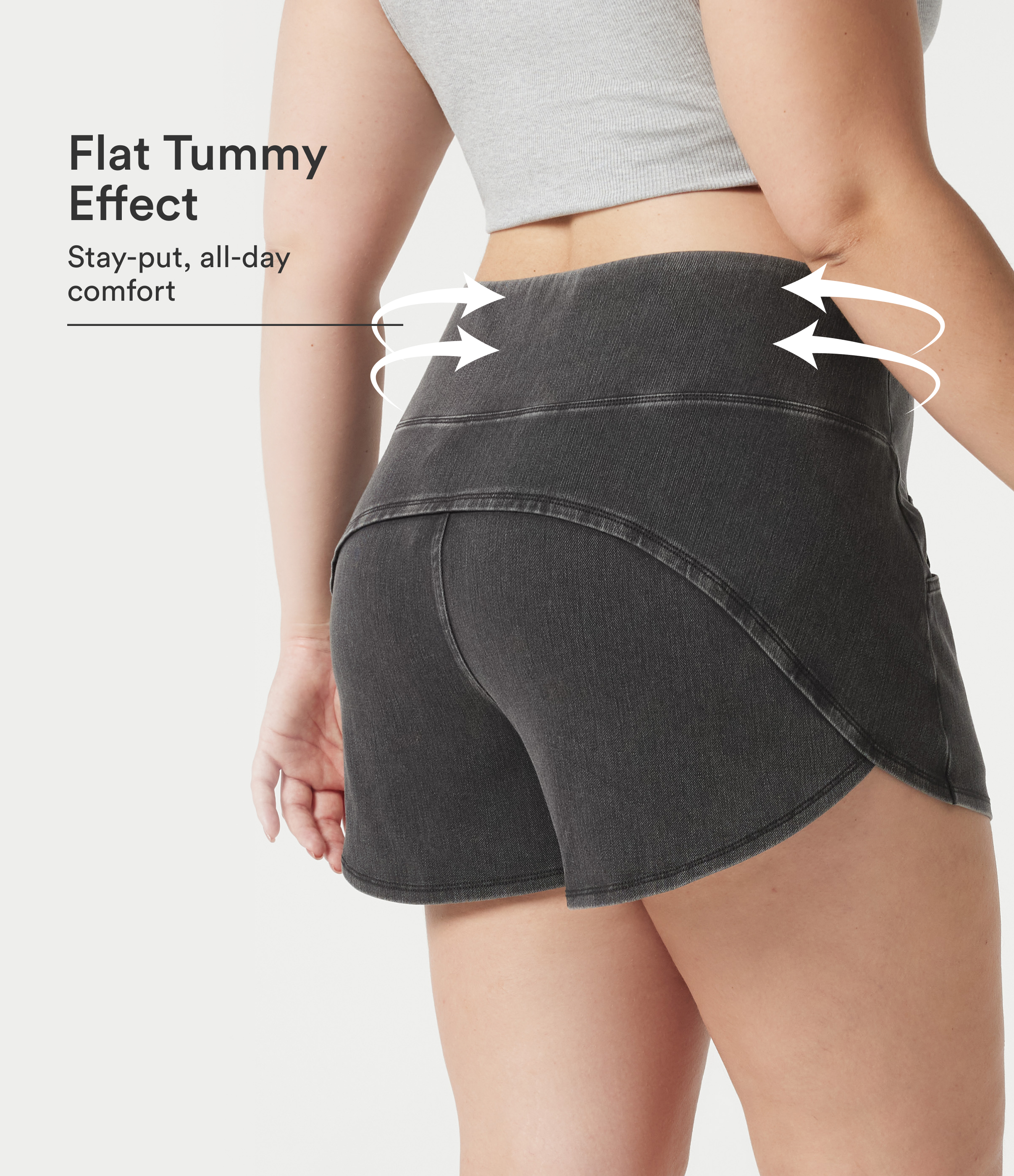Halara Flex™ Denim Plus Size High Waisted Tummy Control Curved Hem Skinny Casual Shorts with Pockets