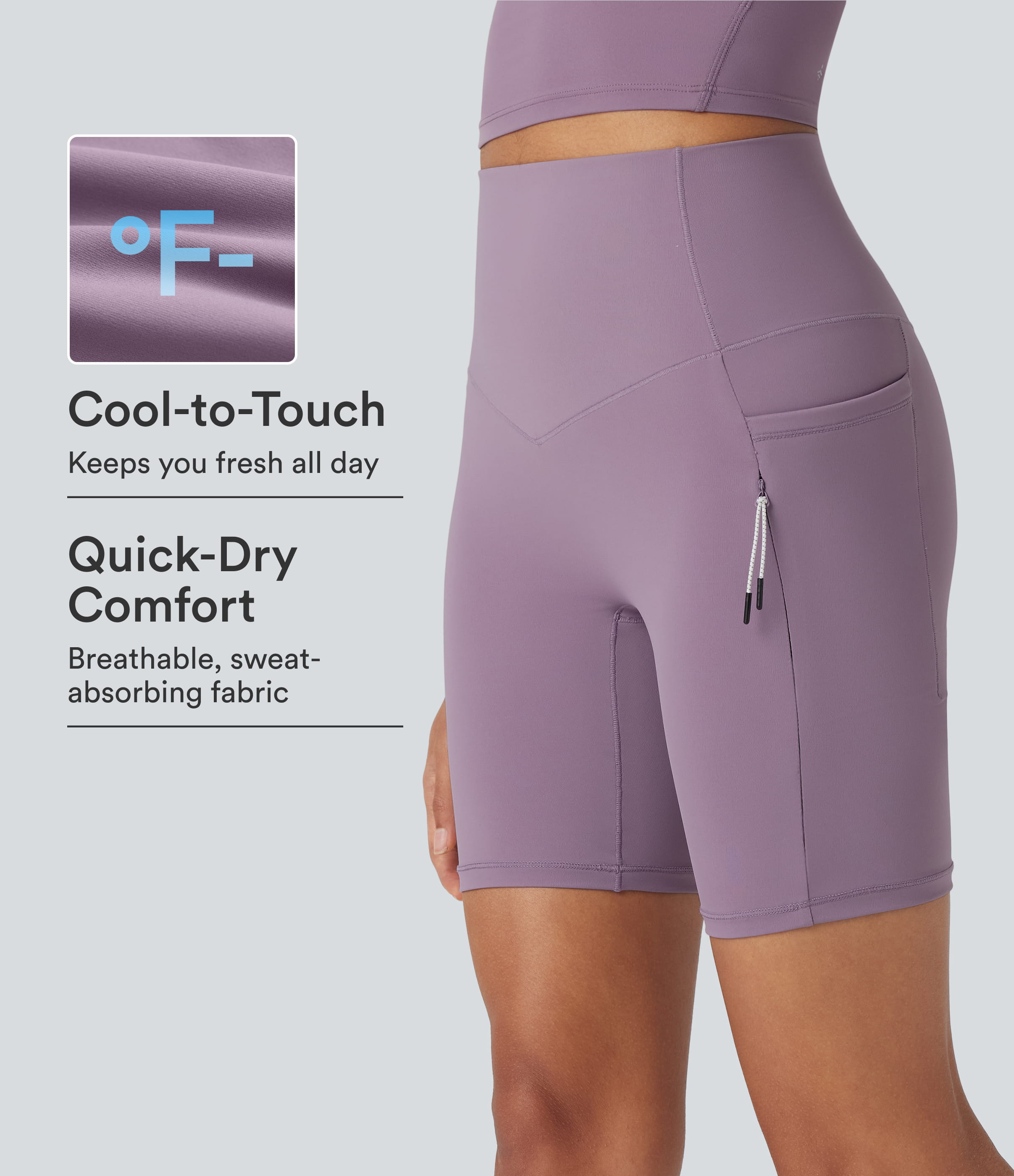 Halara UltraSculpt™ Cool Quick Dry High Waisted Tummy Control Hiking Biker Shorts 7'' with Pockets-UPF 50+