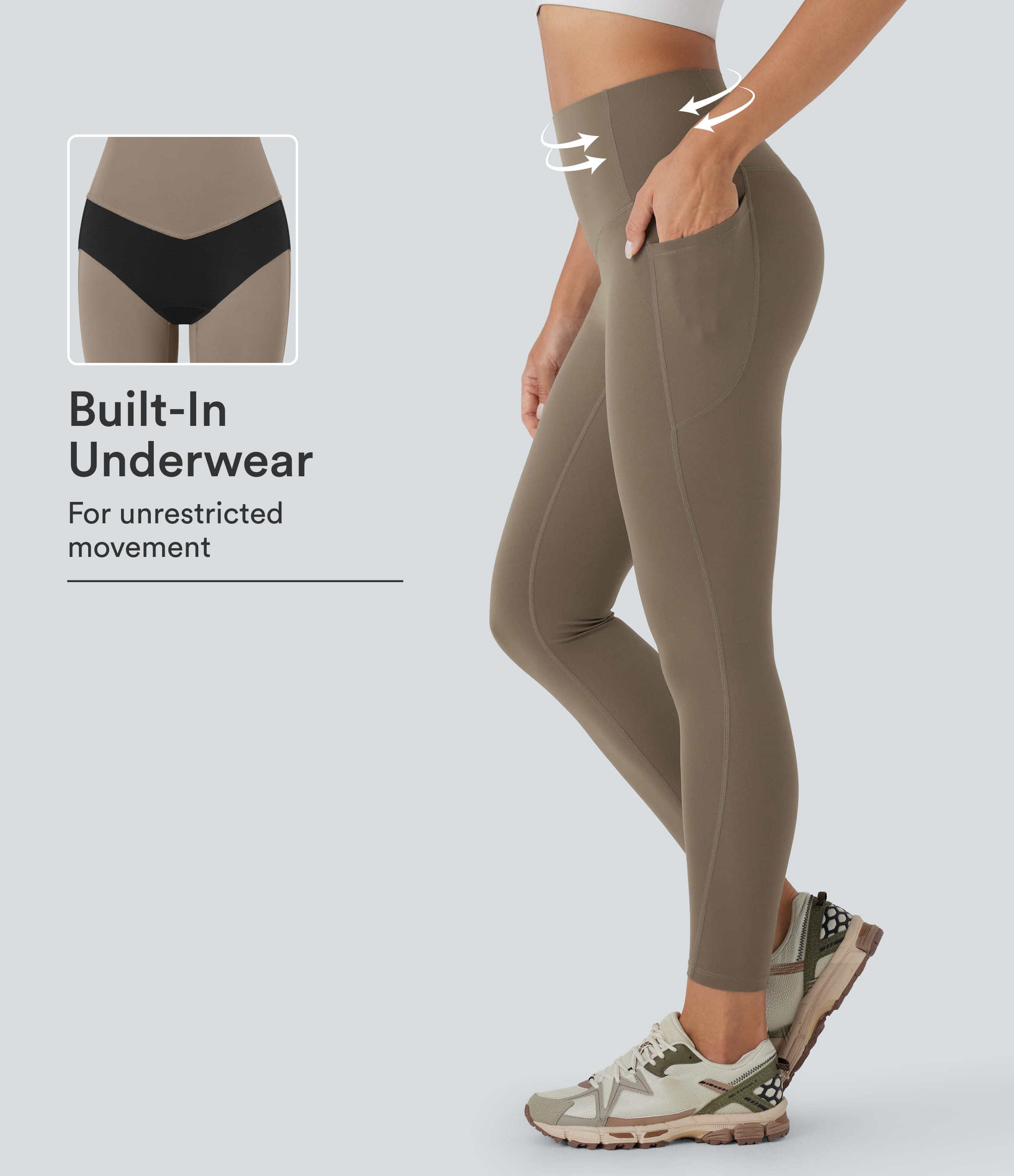 Halara UltraSculpt™ High Waisted Tummy Control Built-in Underwear Anti-Bacterial Shaping 7/8 Workout Leggings with Pockets