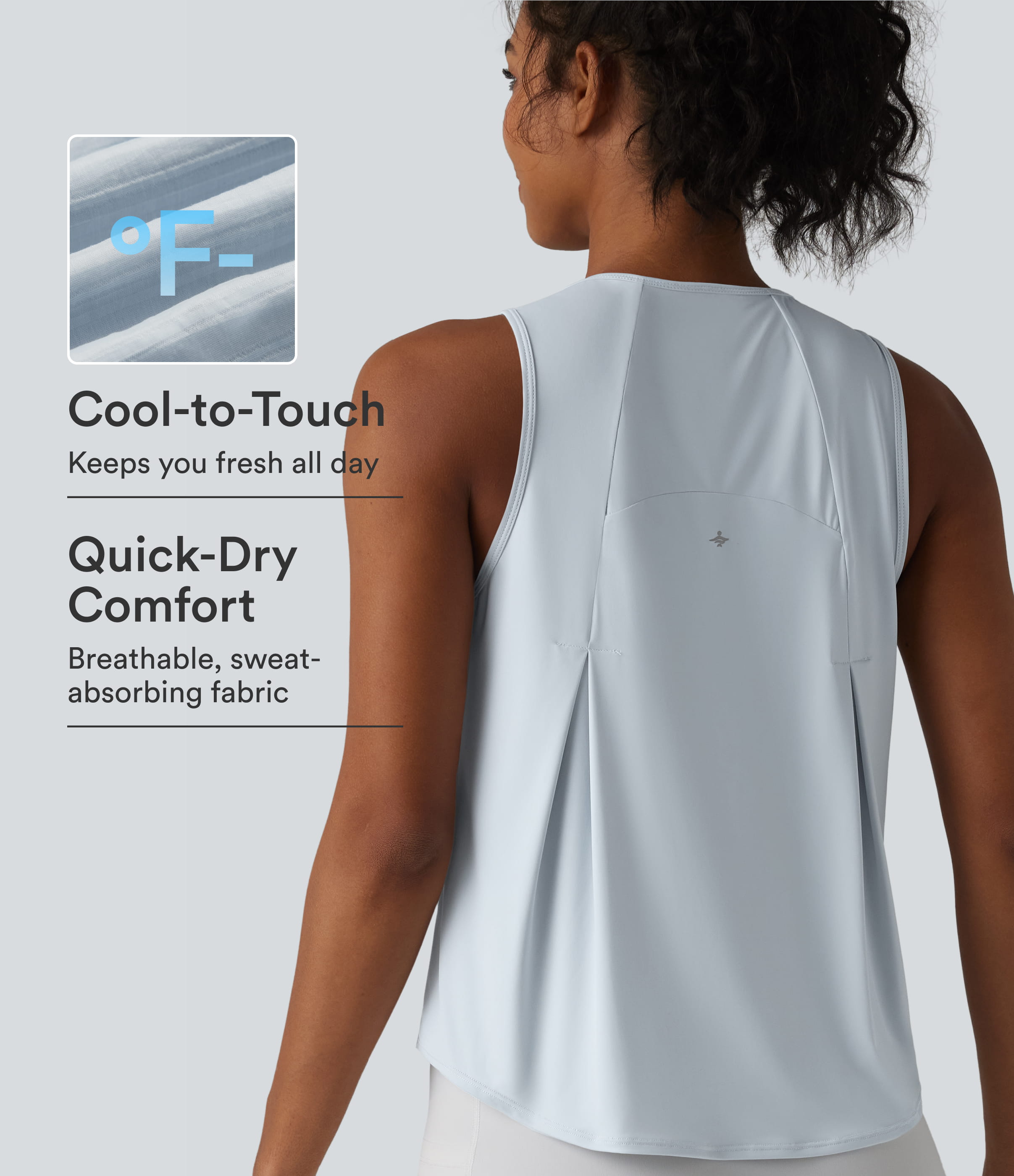 Round Neck Curved Hem Cool Touch Quick Dry Running Tank Top-UPF50+