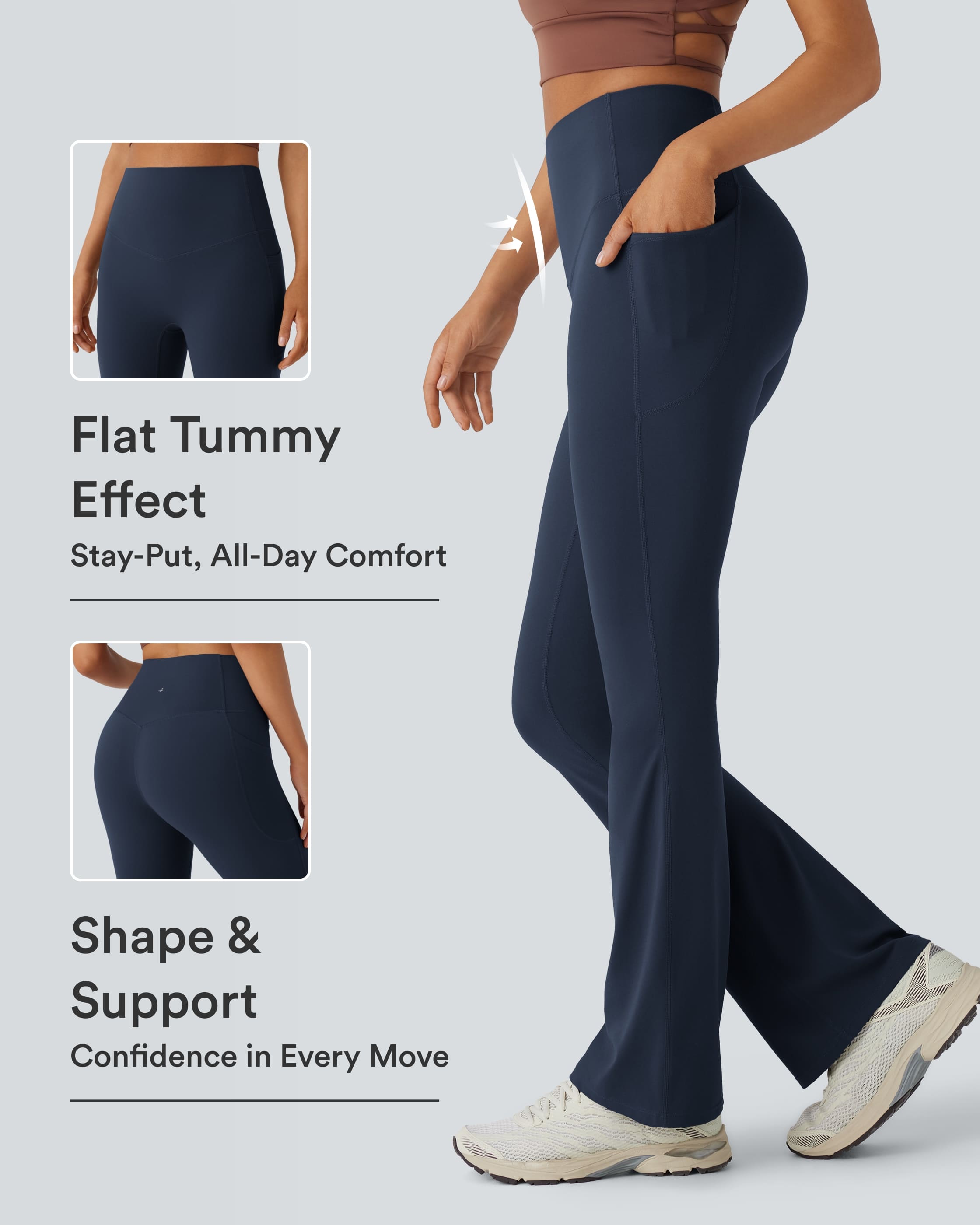 Halara UltraSculpt™ High Waisted Tummy Control Pocket Shaping Yoga Bootcut Leggings