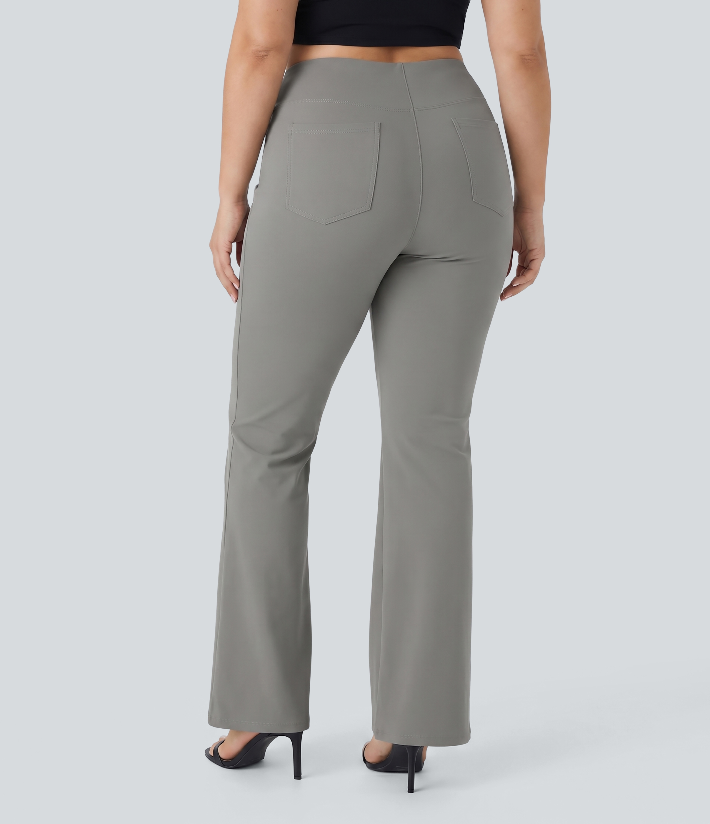 Putty Gray Halara Flex™ High Waisted Pocket Work Plus Size Pants / 2