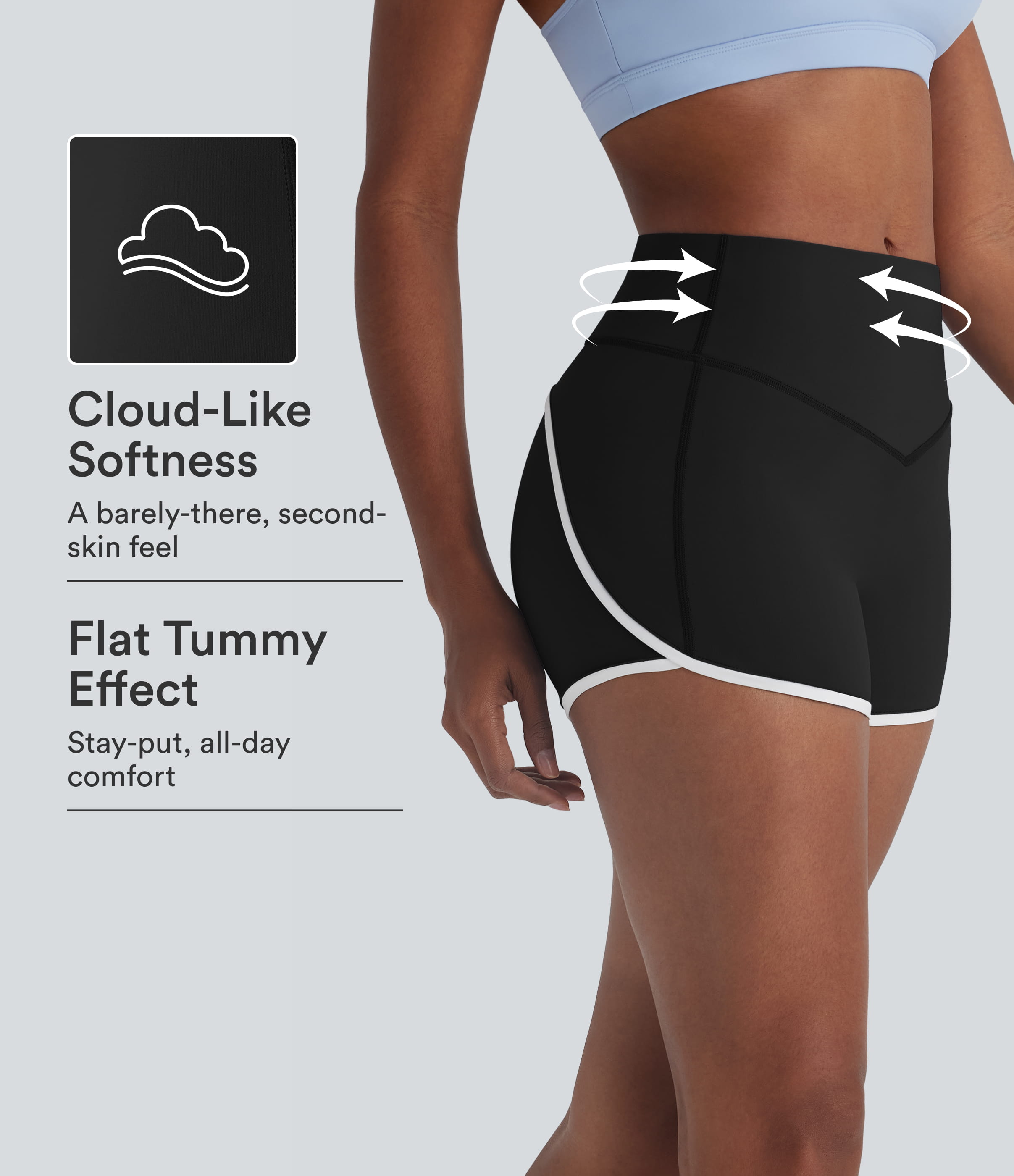 SoftlyZero™ Airy Mid Rise Tummy Control Color Block Cool Touch Yoga Biker Shorts 3''-UPF50+