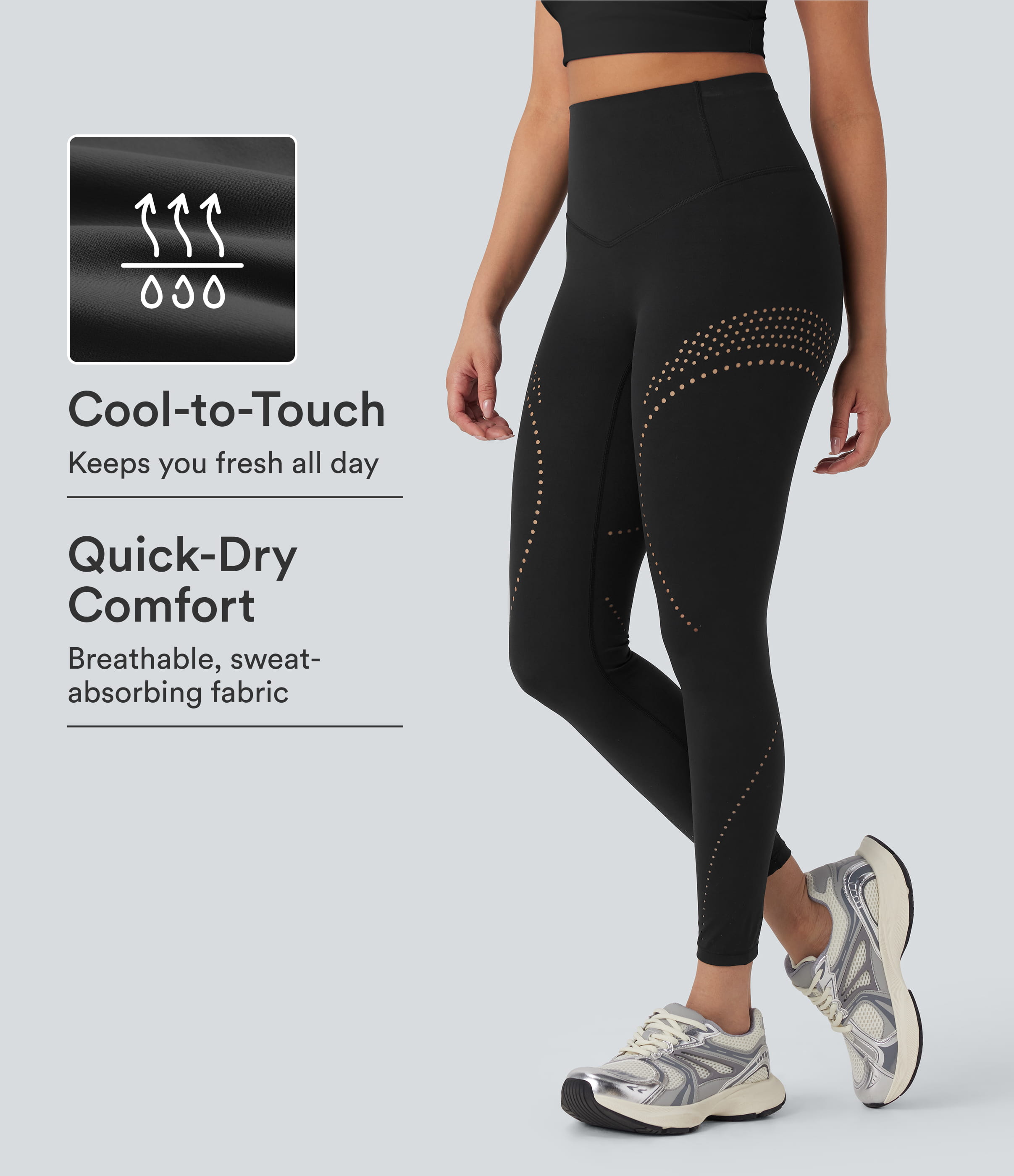 Halara UltraSculpt™ Cool Quick Dry High Waisted Tummy Control Ventilation Perforated Yoga Leggings-UPF 50+