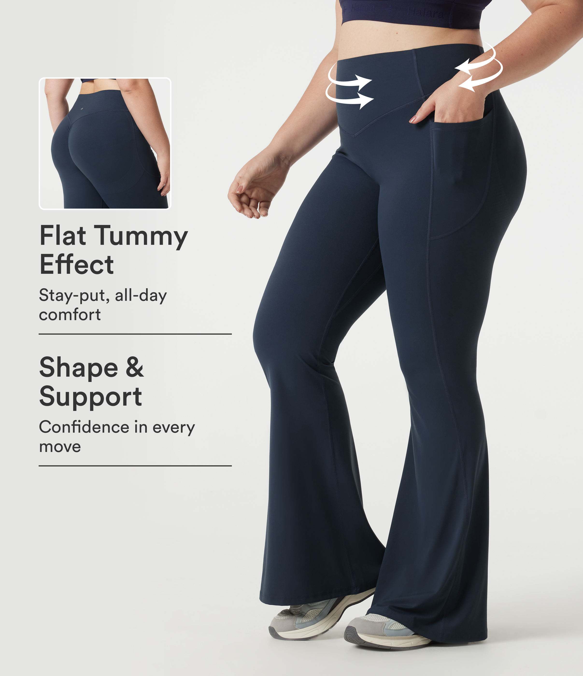 Halara UltraSculpt™ Plus Size High Waisted Scrunch Butt Lifting Tummy Control Shaping Yoga Flare Leggings with Pockets