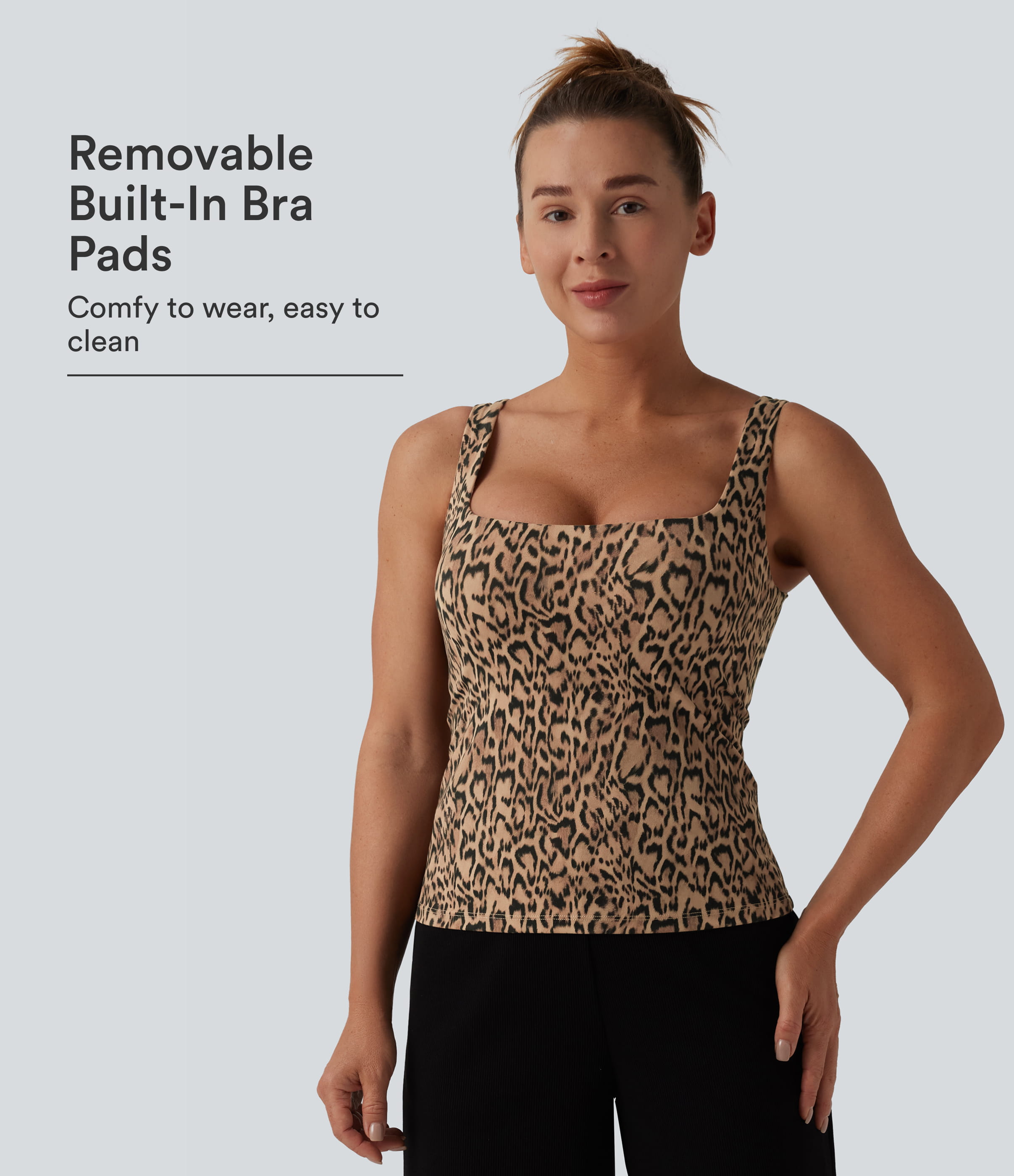 Halara UltraSculpt™ Leopard Print Square Neck Yoga Tank Top