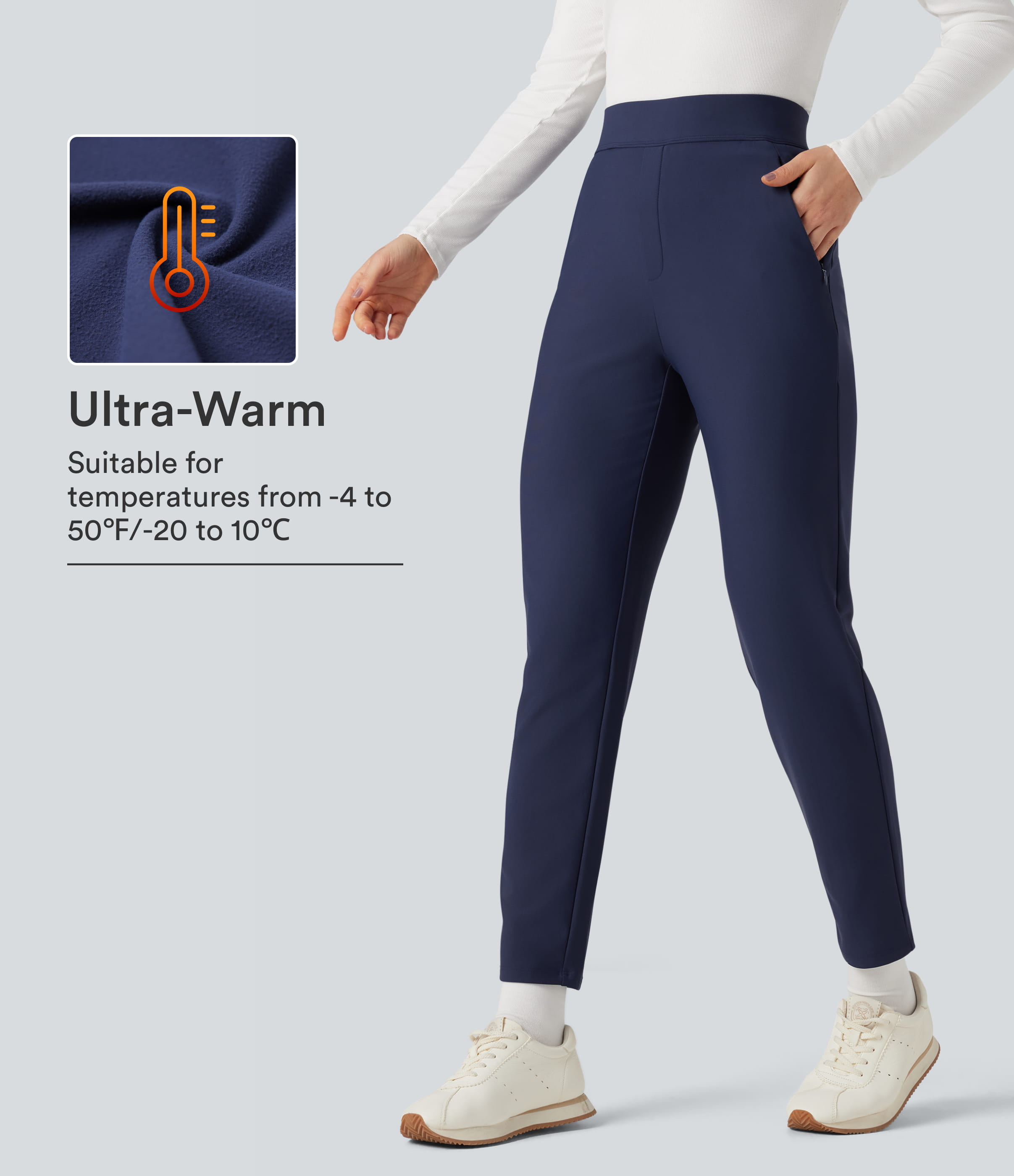High Waisted Fleece Workout Tapered Pants with Pockets