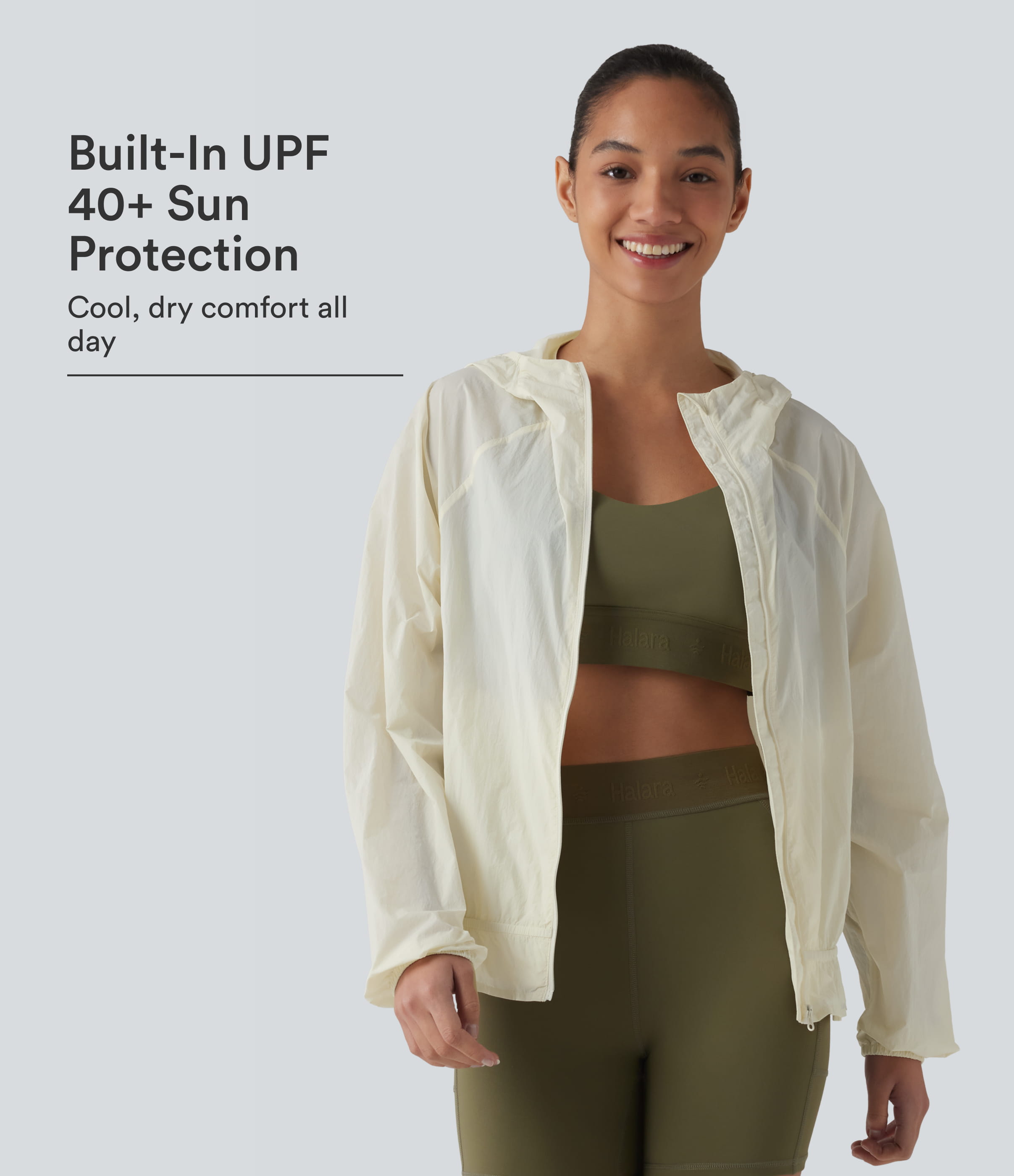 Hooded Long Sleeve Ruffle Hem Workout Jacket with Pockets-UPF40+