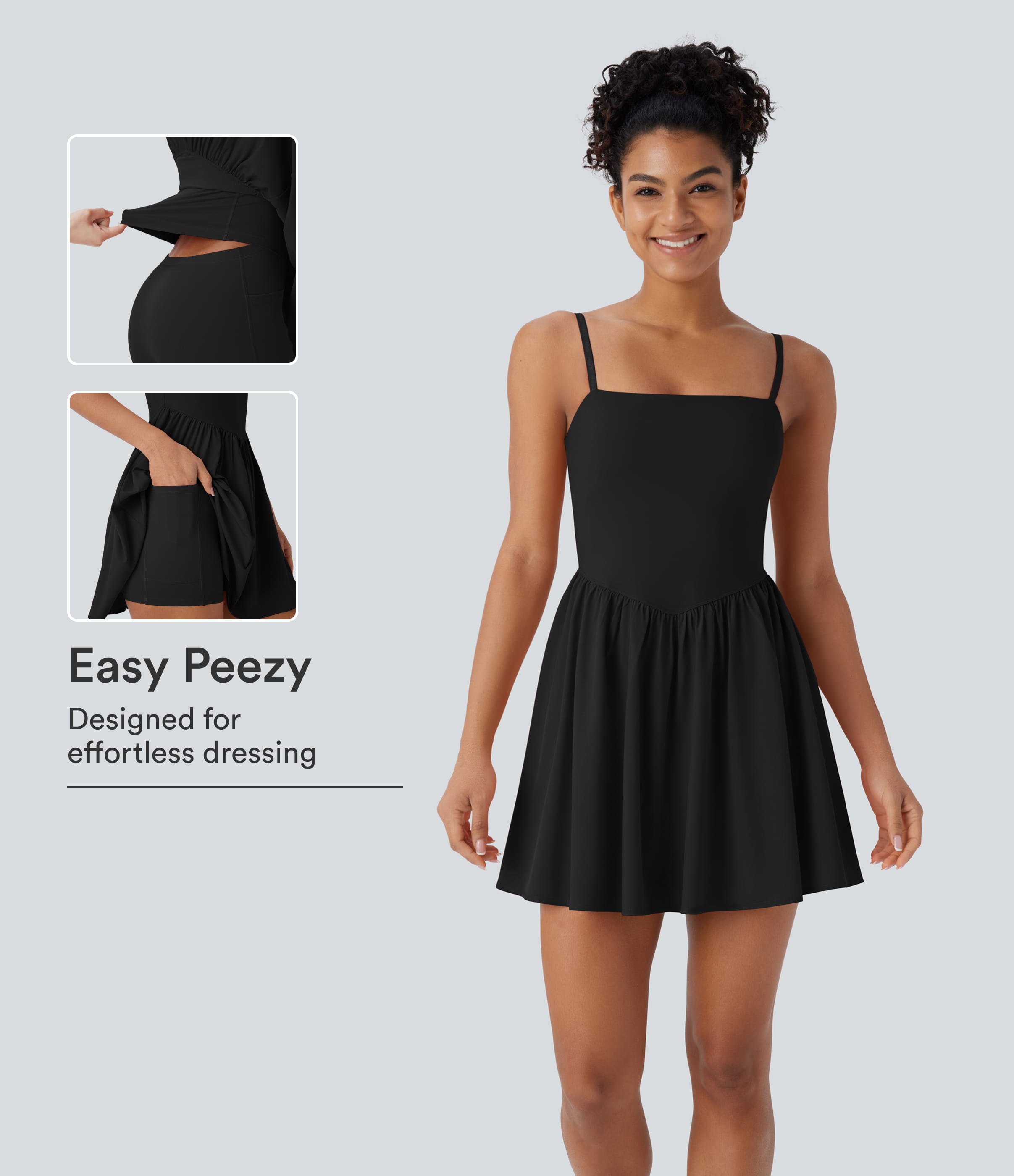 Schwarz Breezeful™ 2-in-1 Schnelltrocknende Mini Yoga Aktivkleid mit Taschen-Easy Peezy Edition / 1