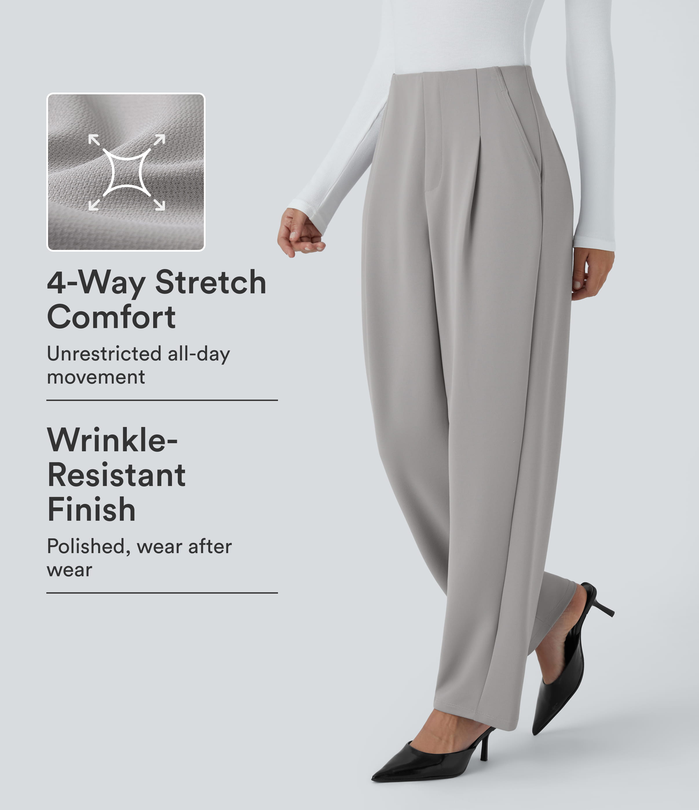 Hohe Taille Taschen Barrel Bein Crêpe Casual Hose