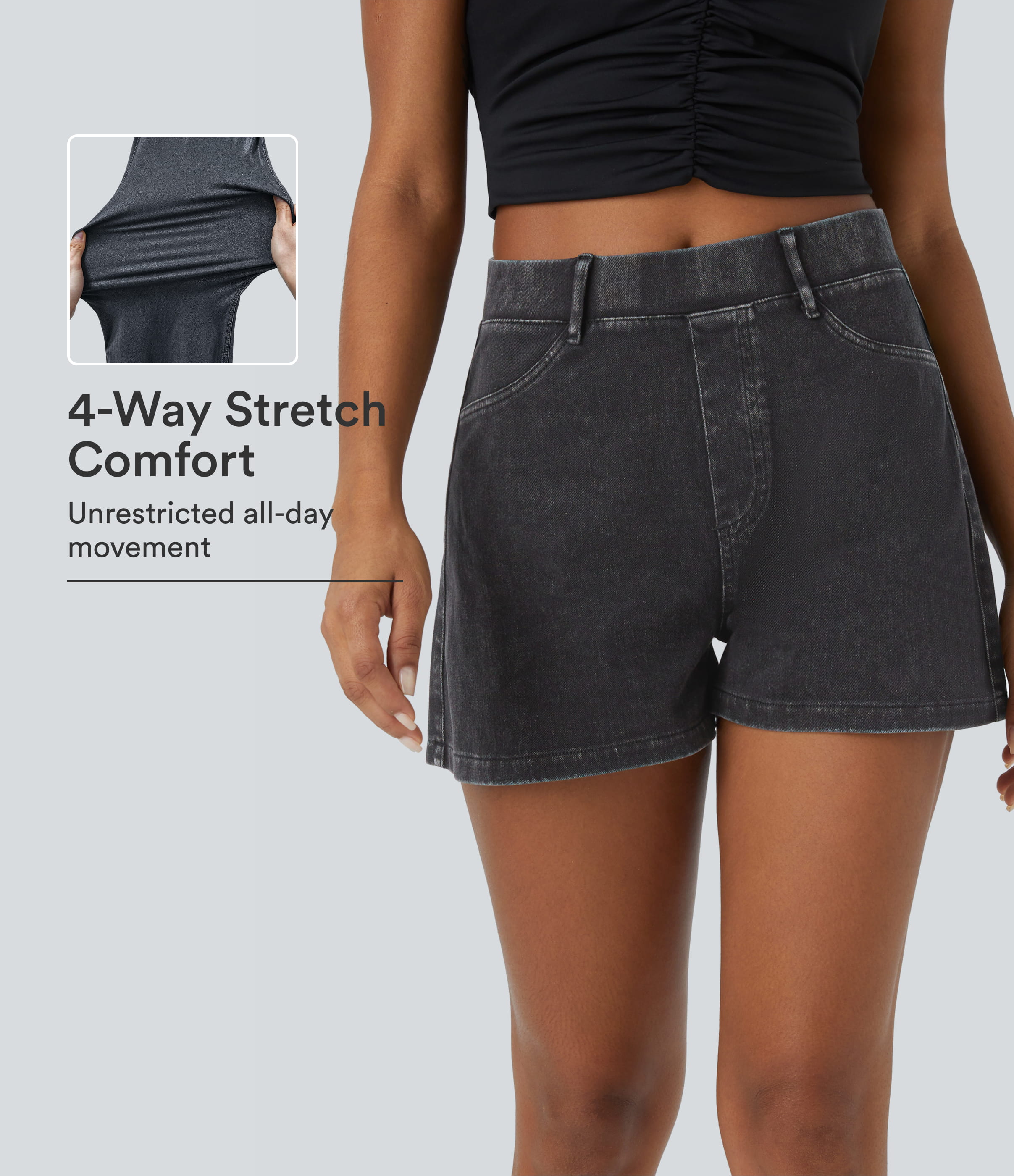 Halara Flex™ High Waisted Pocket Denim Casual Shorts 2.5''