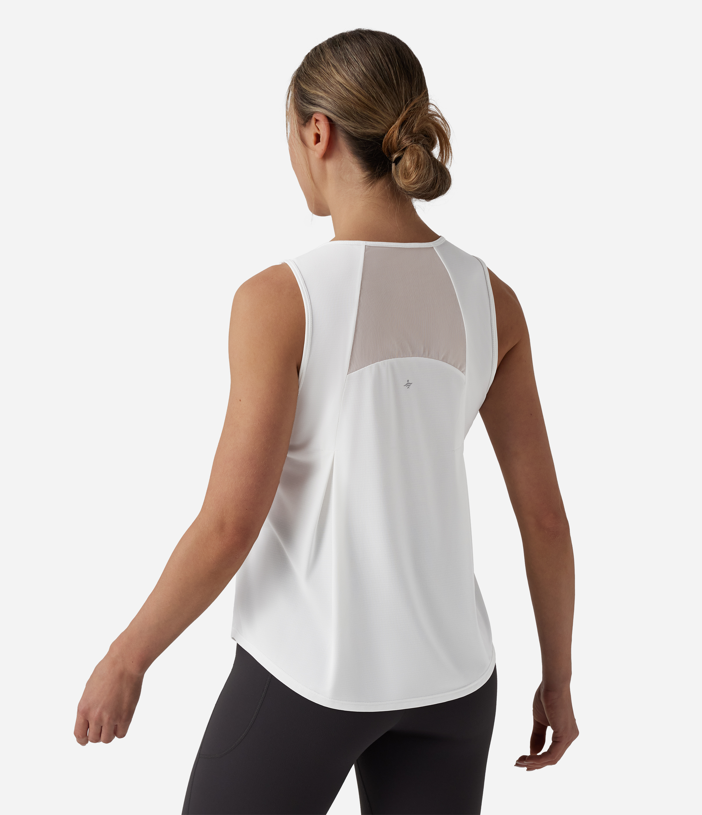 Contrast Mesh Curved Hem Running Tank Top