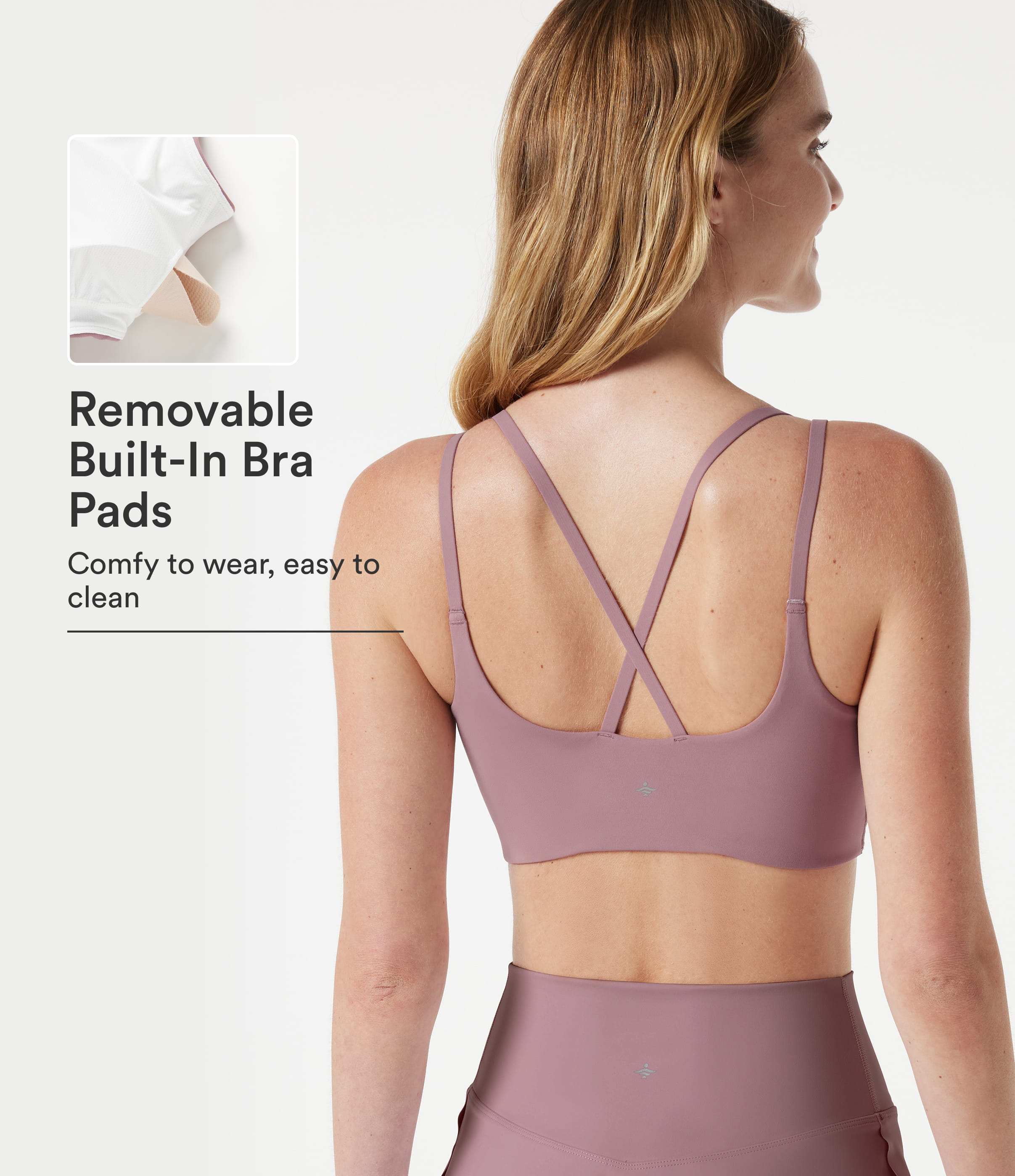 Low Support V Neck Built-in Bra Cool Touch Quick Dry Yoga Sports Bra-UPF50+
