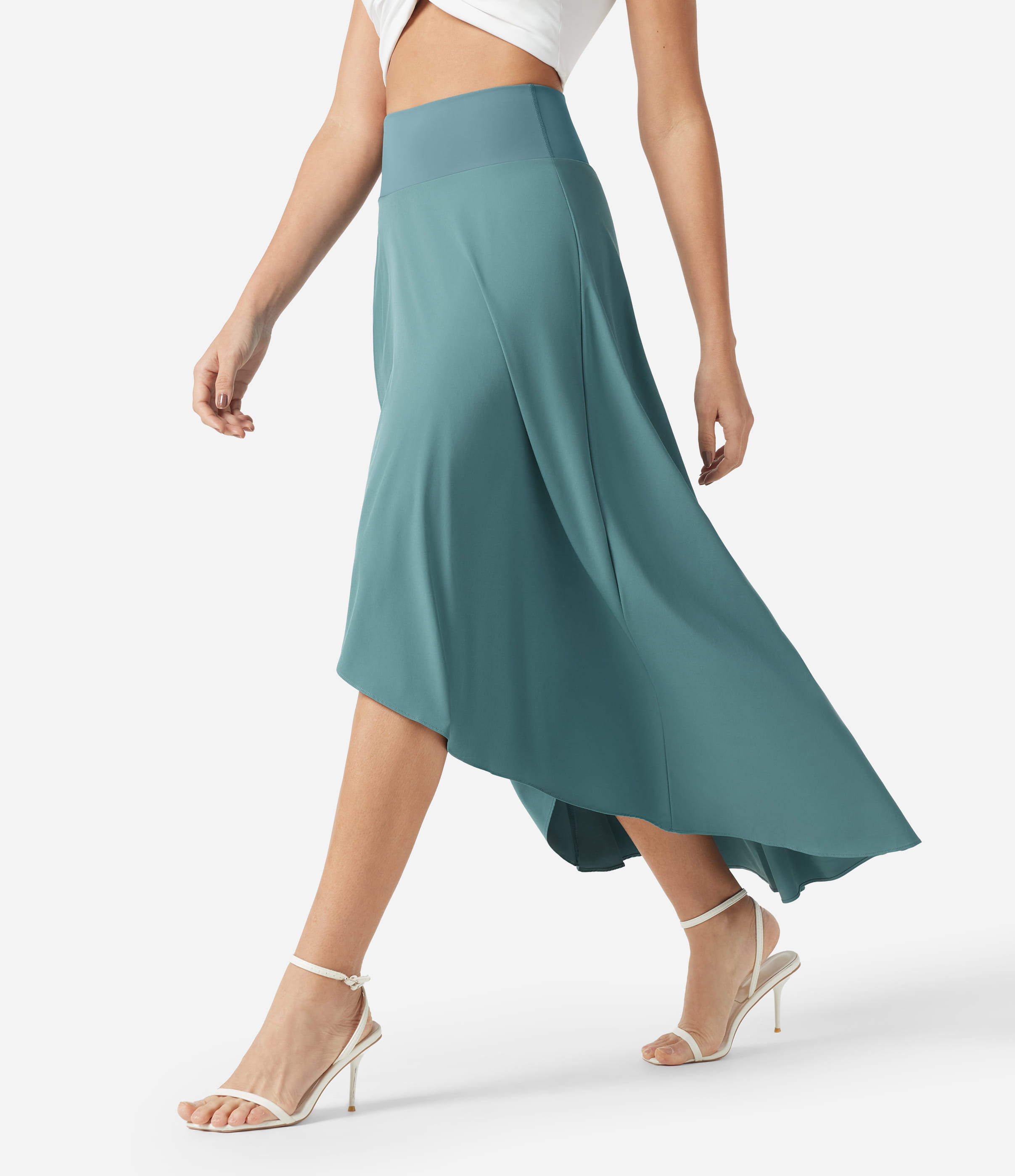 Breezeful™ High Waisted High Low Ruffle 2-in-1 Flowy Quick Dry Casual Regular Maxi Skirt